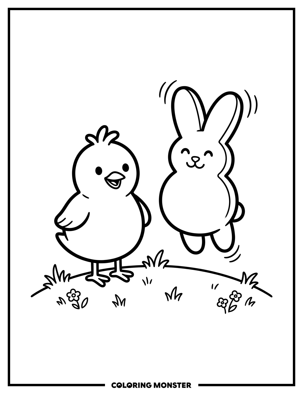 Peeps Friends on a Hill Coloring Page