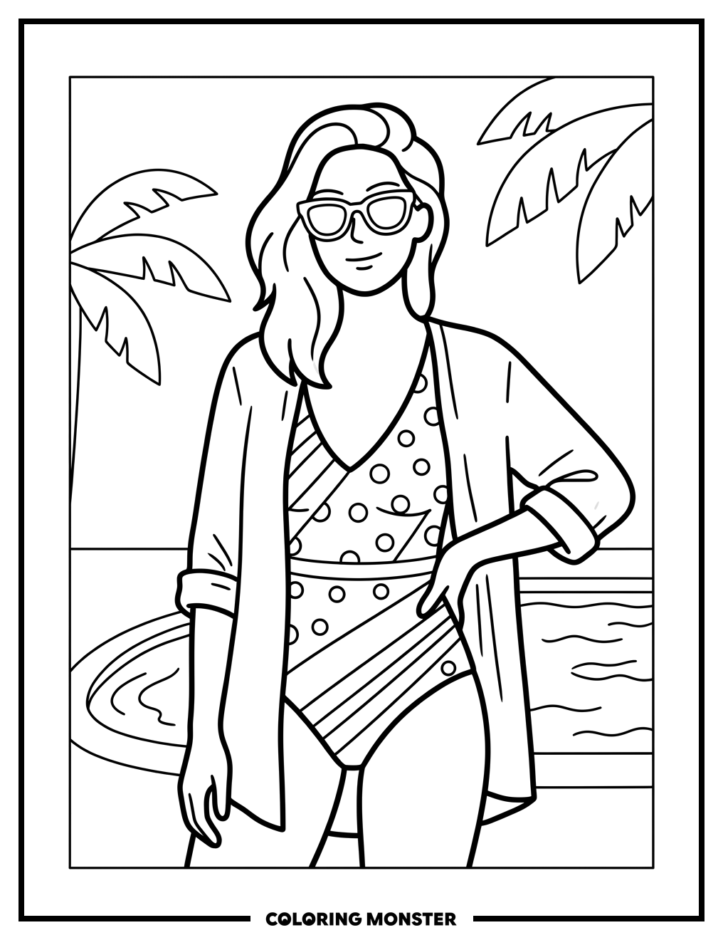 Person at the Poolside Coloring Page