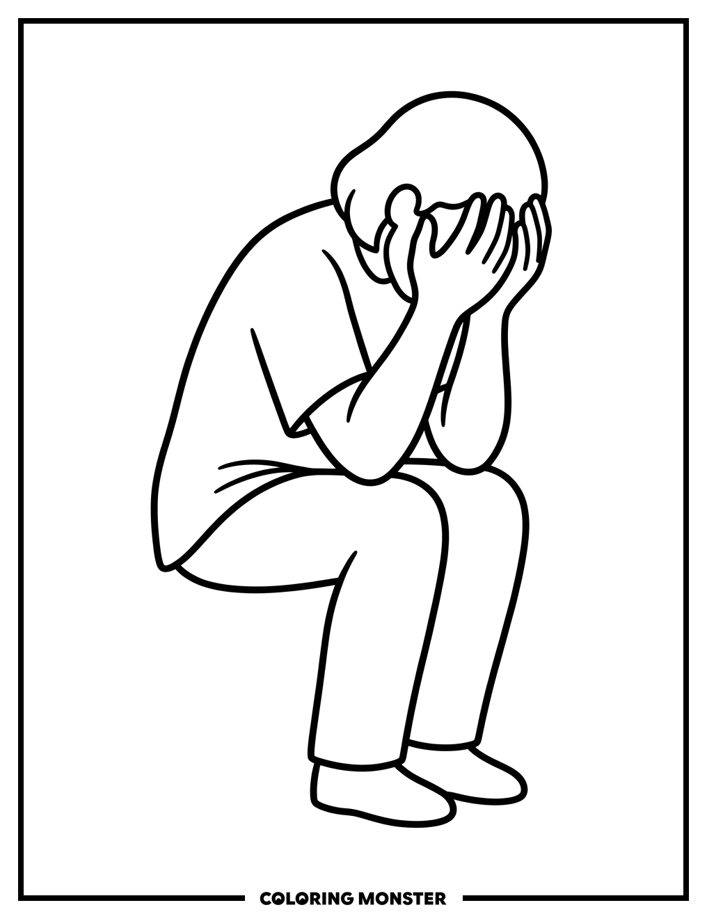 Person Head in Hands Coloring Page