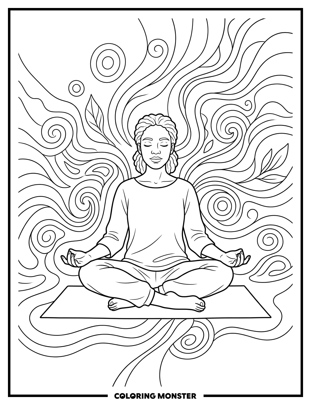 Person in Peaceful Meditation Coloring Page