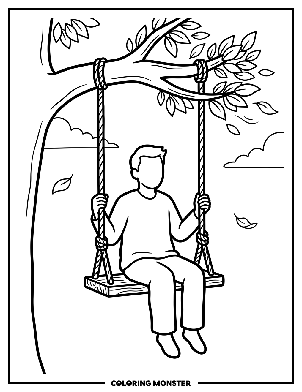 Person on a Swing Coloring Page