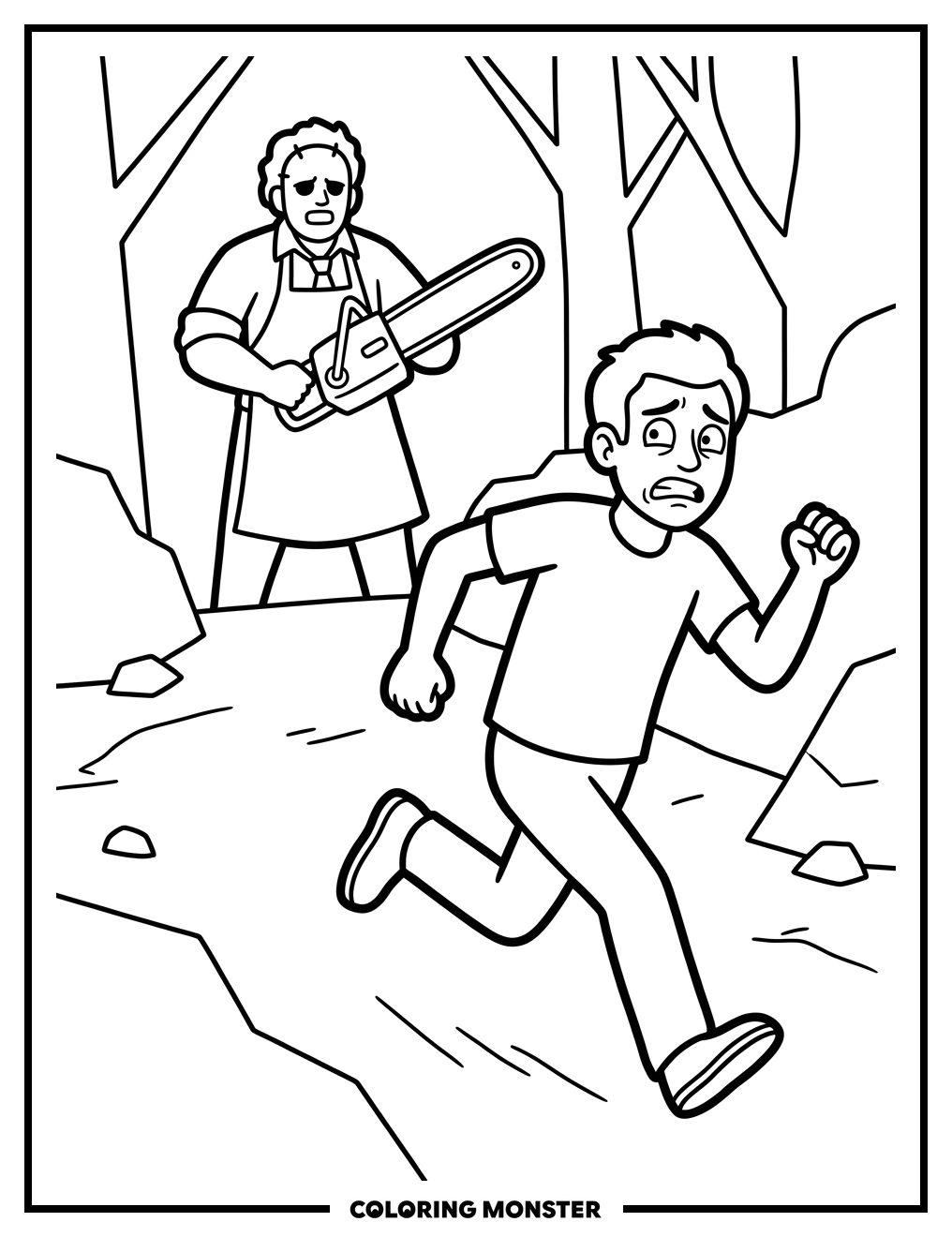 Person Running From Leatherface Coloring Page