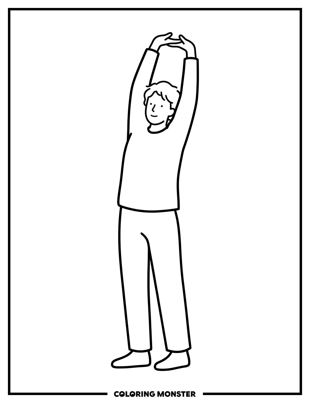 Person Stretching Arms Overhead Coloring Page