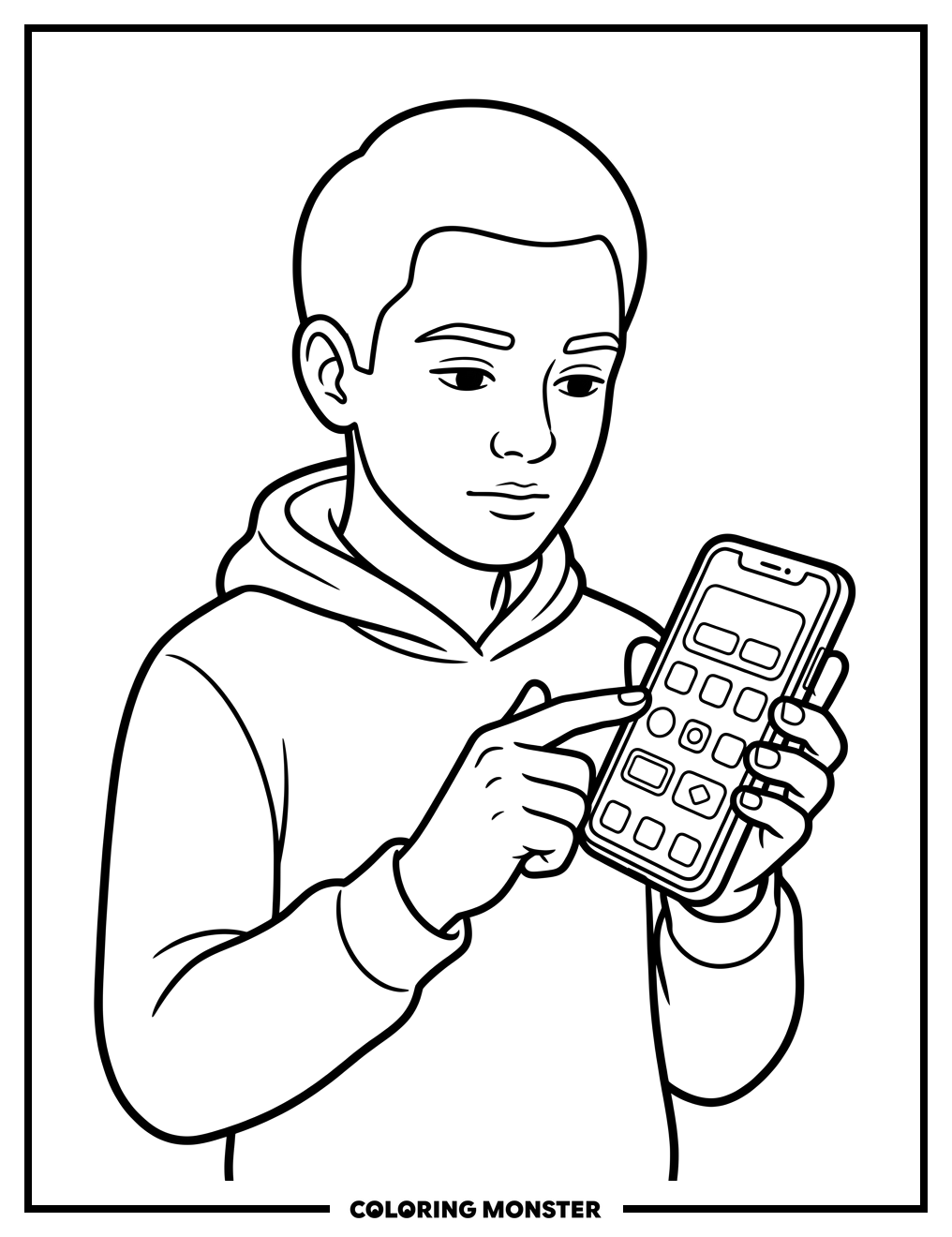 Person Using Smartphone App Coloring Page