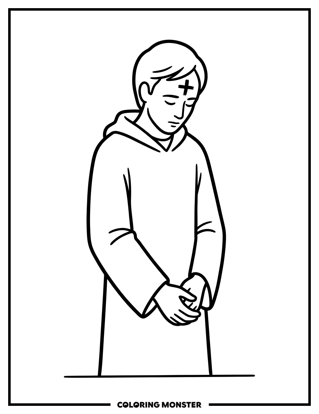 Person With Ash Cross On Forehead Coloring Page