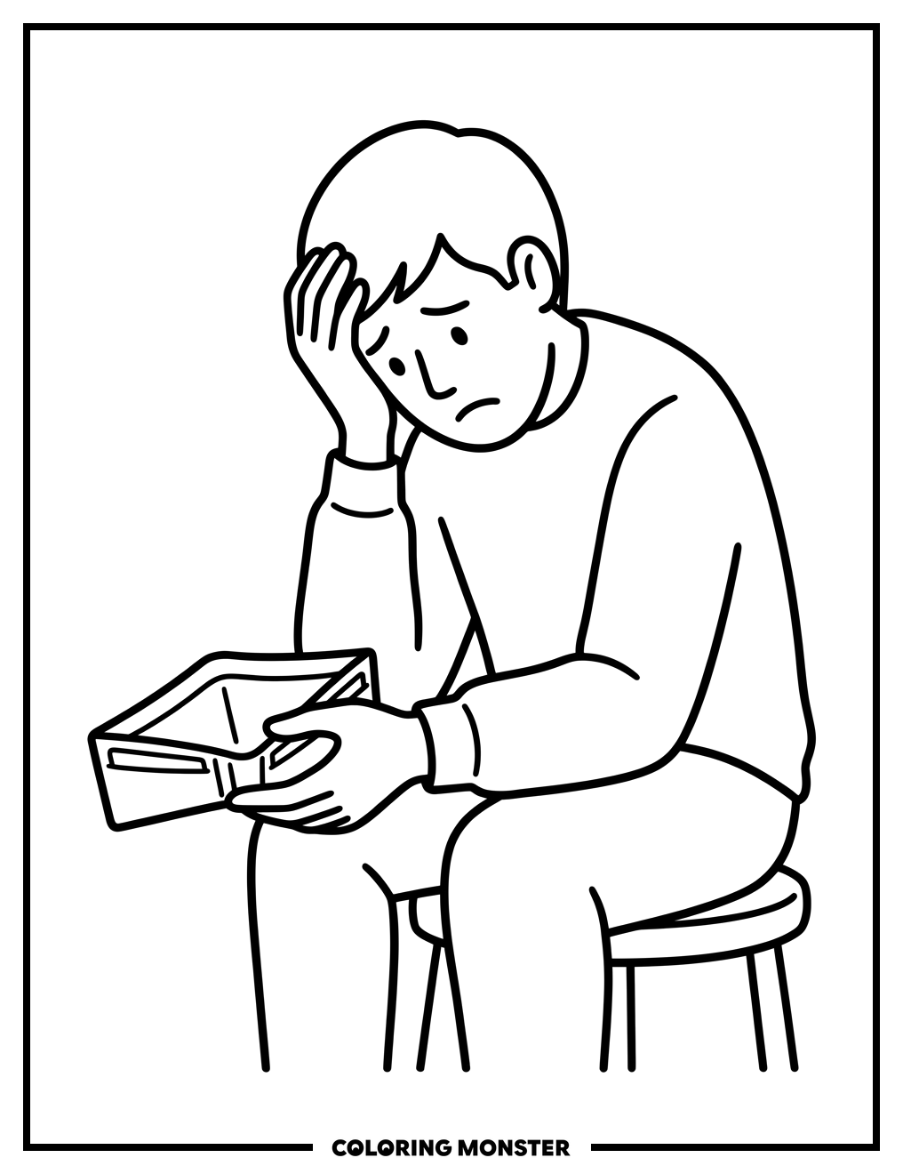 Person with Empty Wallet Coloring Page