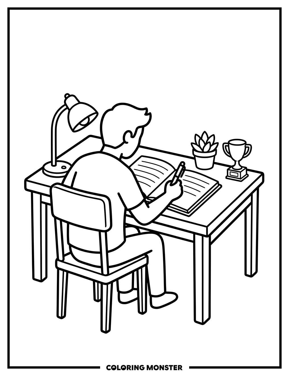 Person Writing Goals Coloring Page