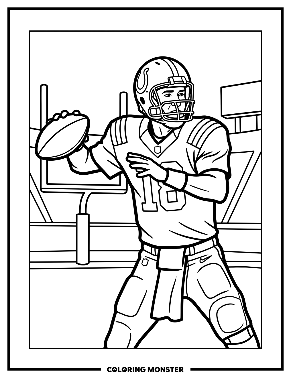 Peyton Manning Throwing a Football Coloring Page