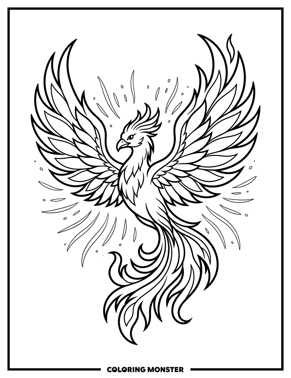 Phoenix in Flight Coloring Page