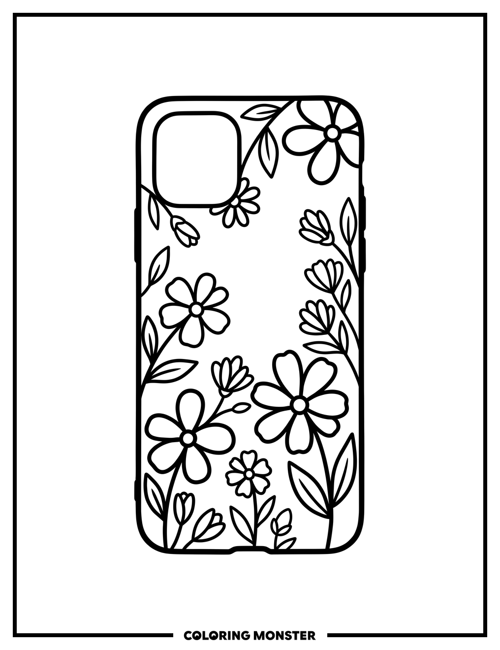 Phone Case With Flowers Coloring Page