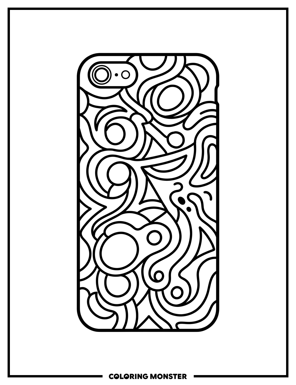 Phone Case With Swirling Shapes Coloring Page