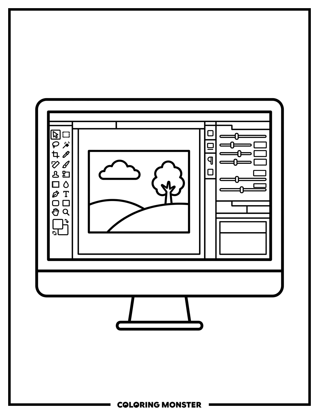 Photo Editing Software Interface Coloring Page
