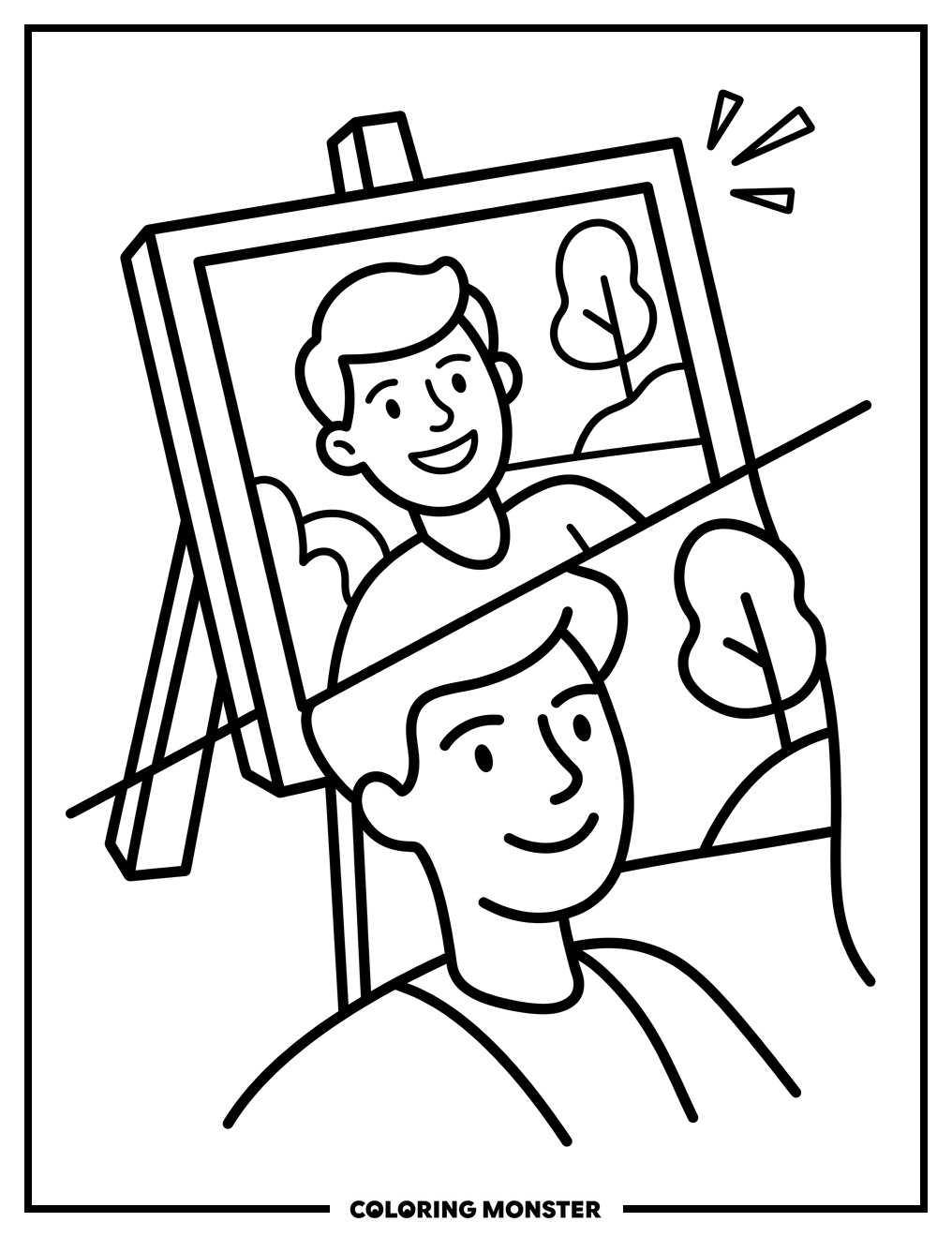 Photograph Transforms Into Line Art Coloring Page
