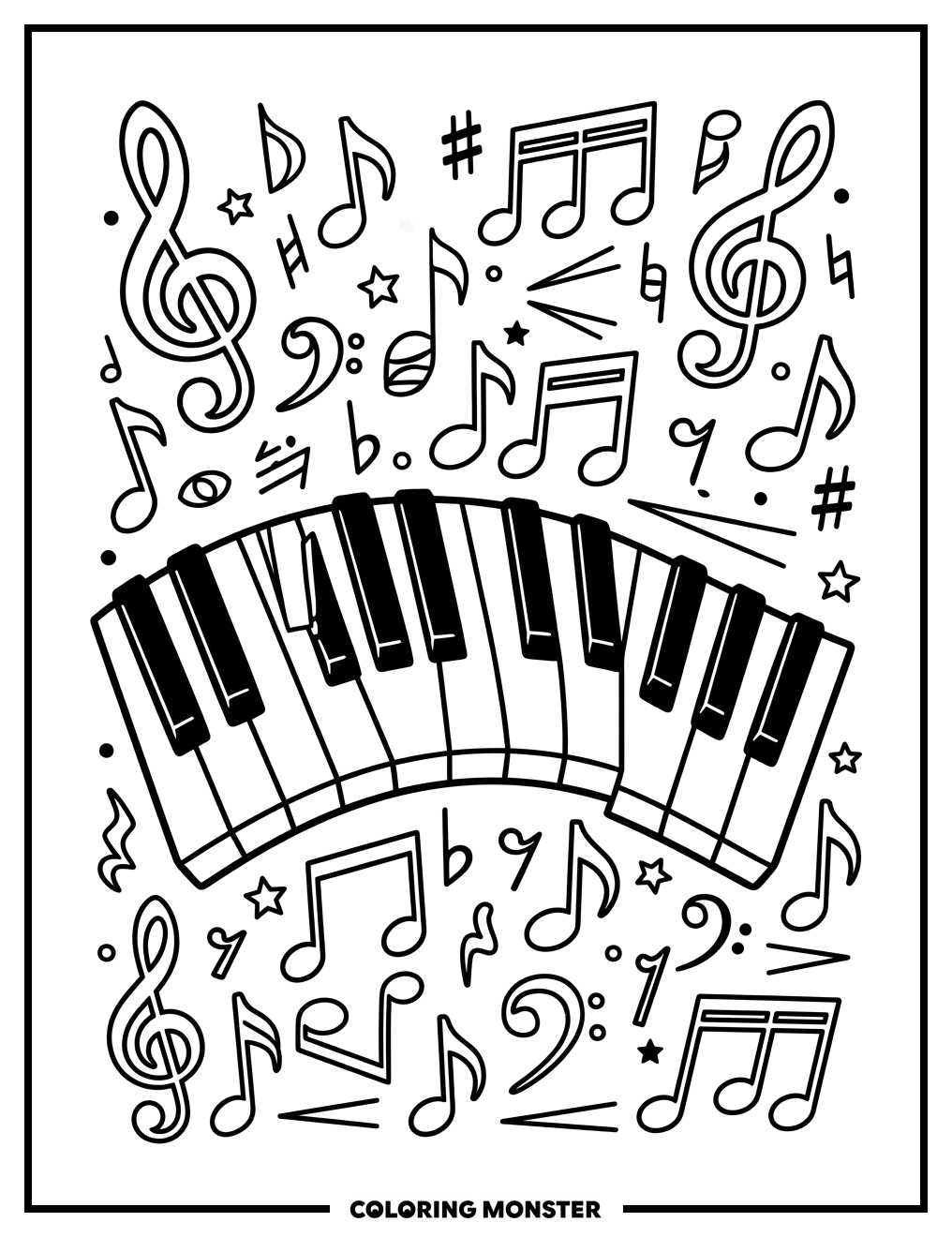 Piano Keys and Musical Notes
