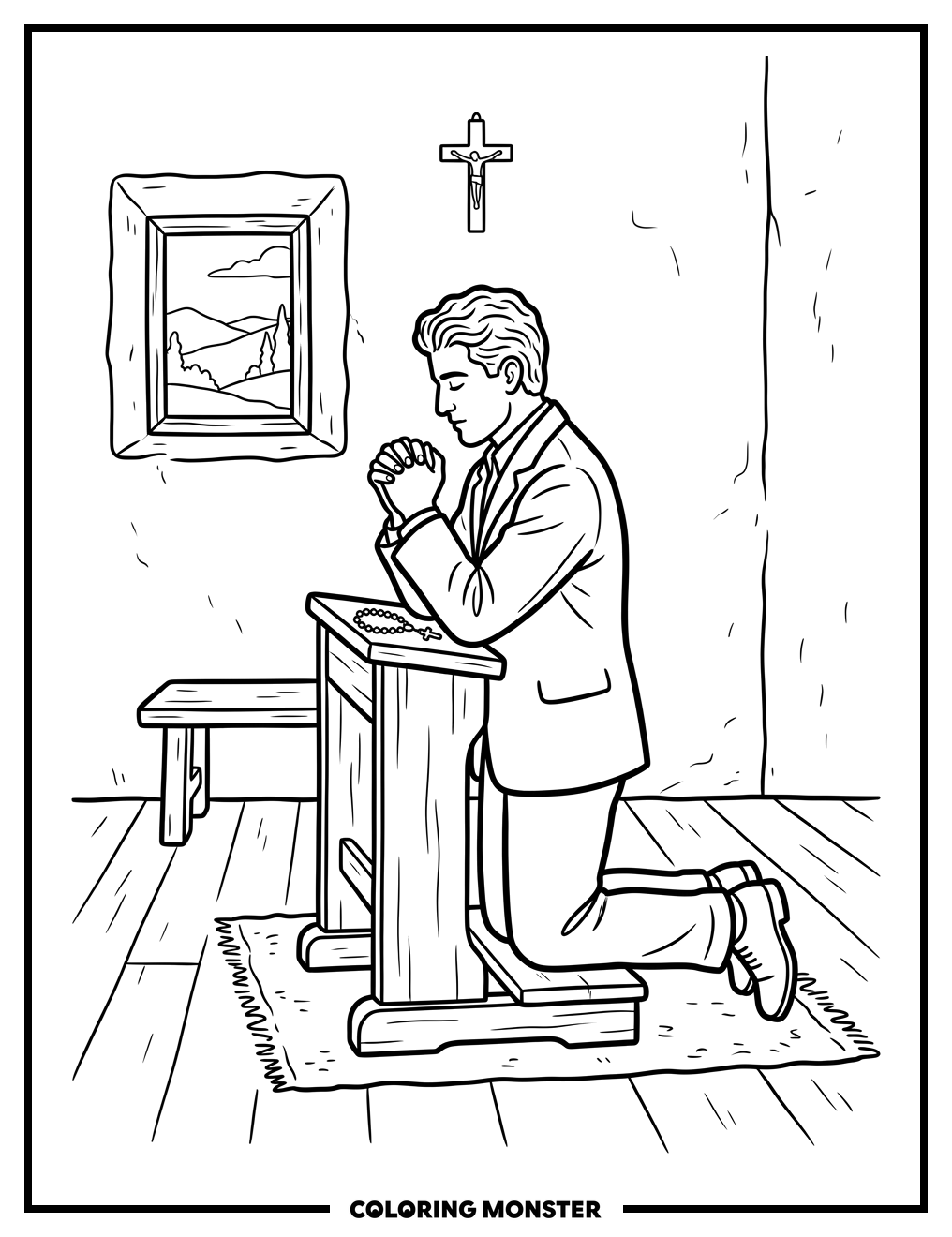 Pier Giorgio Frassati Praying Coloring Page