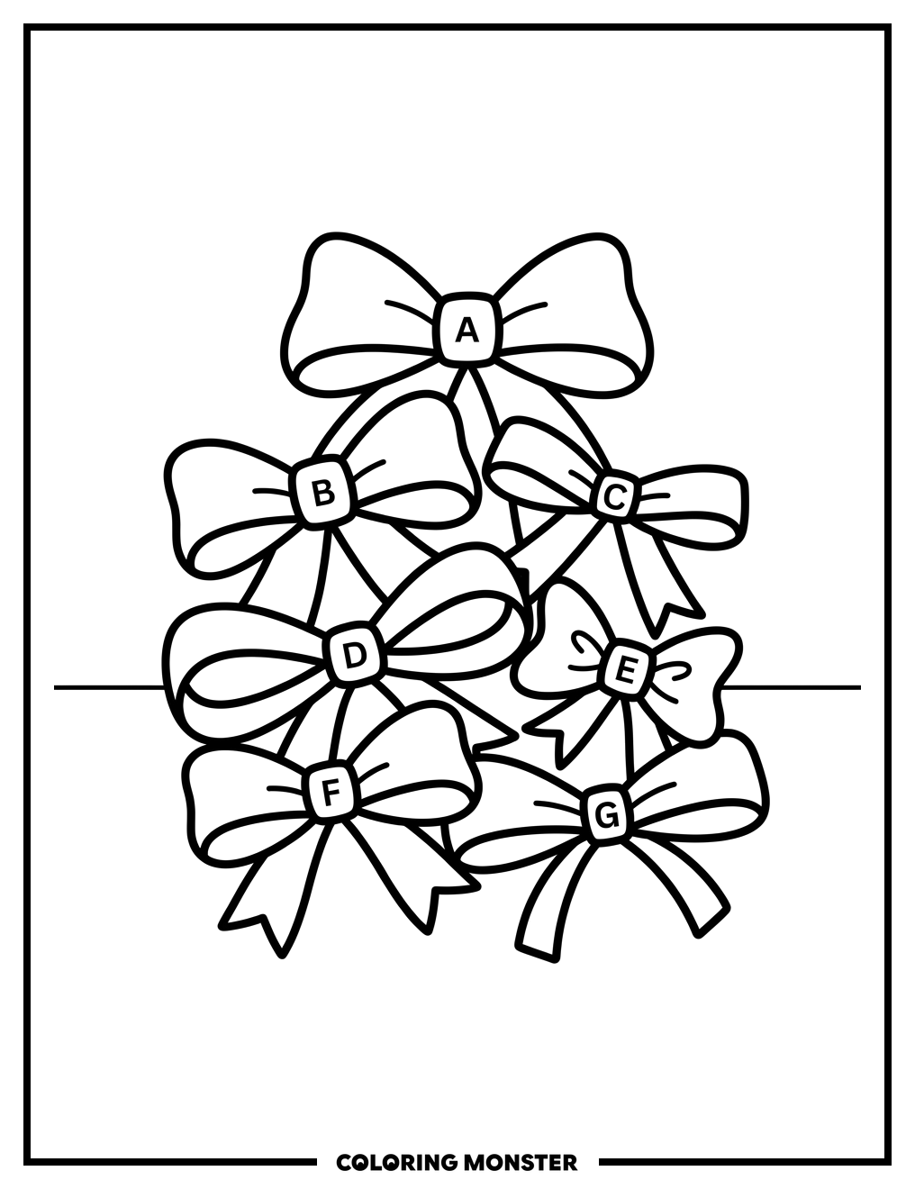 Pile of Assorted Christmas Bows Coloring Page