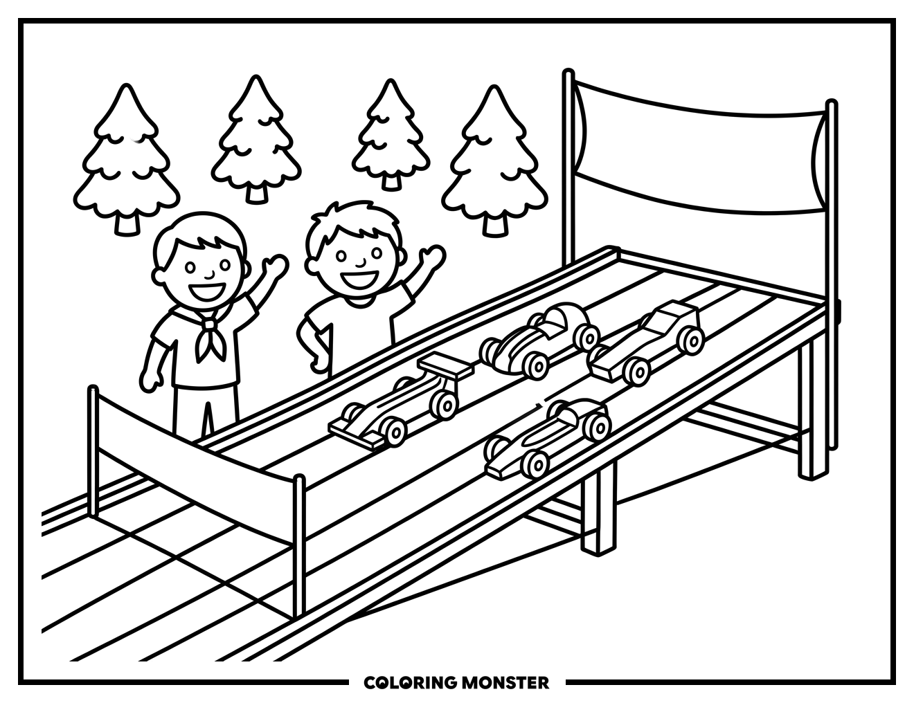 Pinewood Derby Race Cars Coloring Page