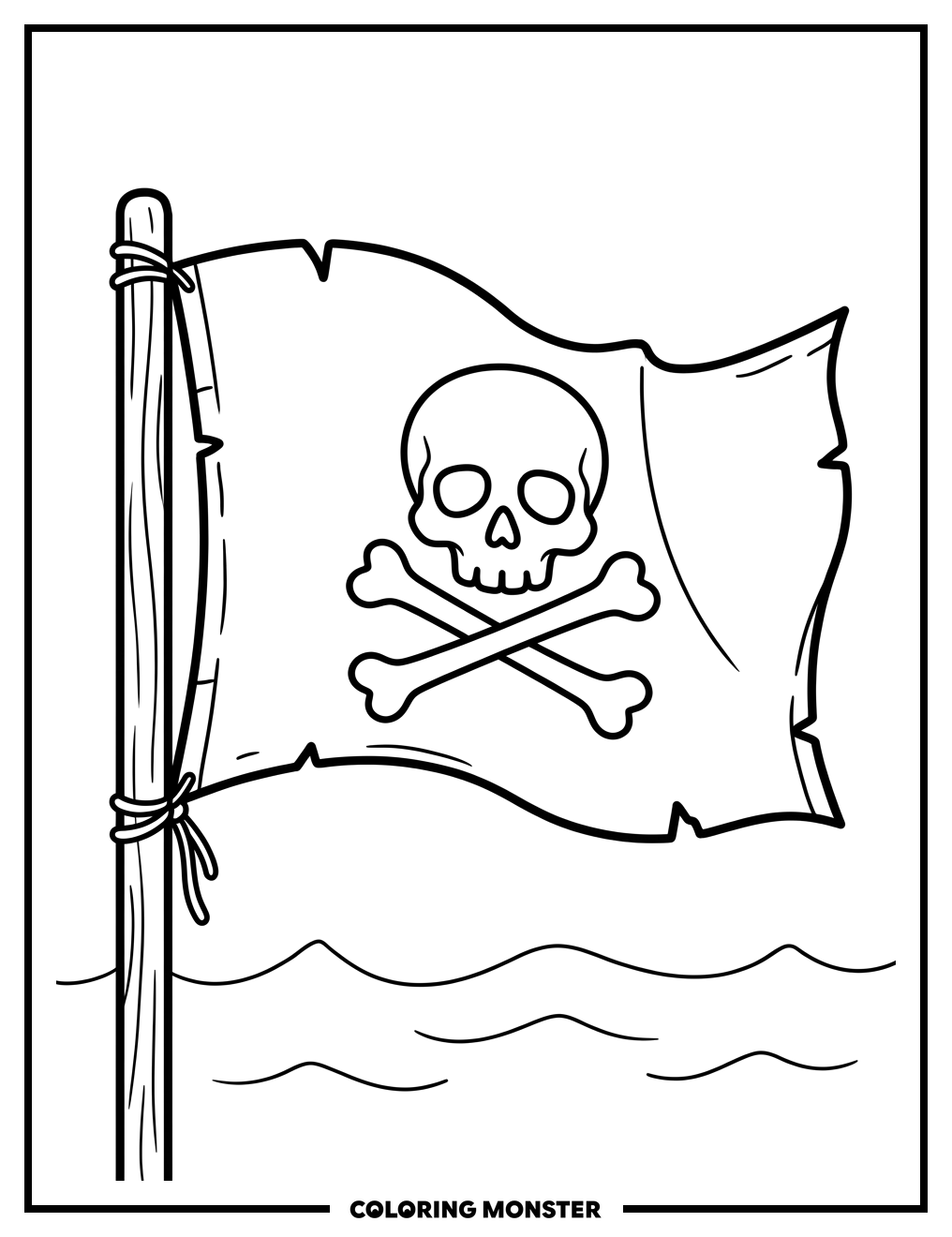 Pirate Flag With Skull And Crossbones Coloring Page