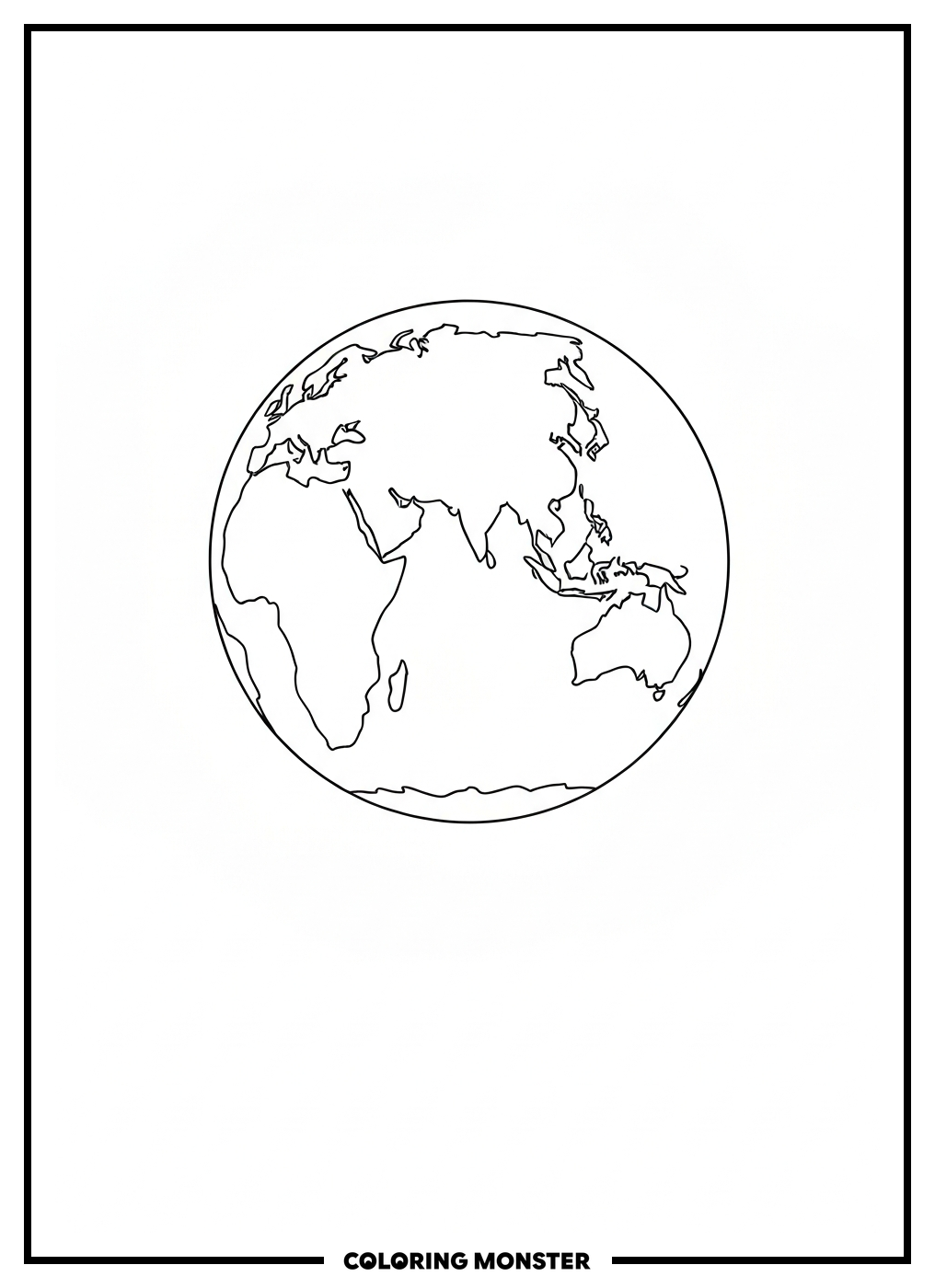 Planet Earth Viewed Over Asia / Africa / Australia Coloring Page
