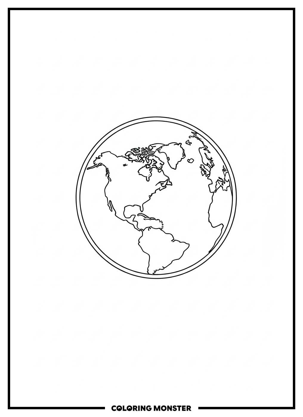 Planet Earth Viewed Over North America And Europe Coloring Page