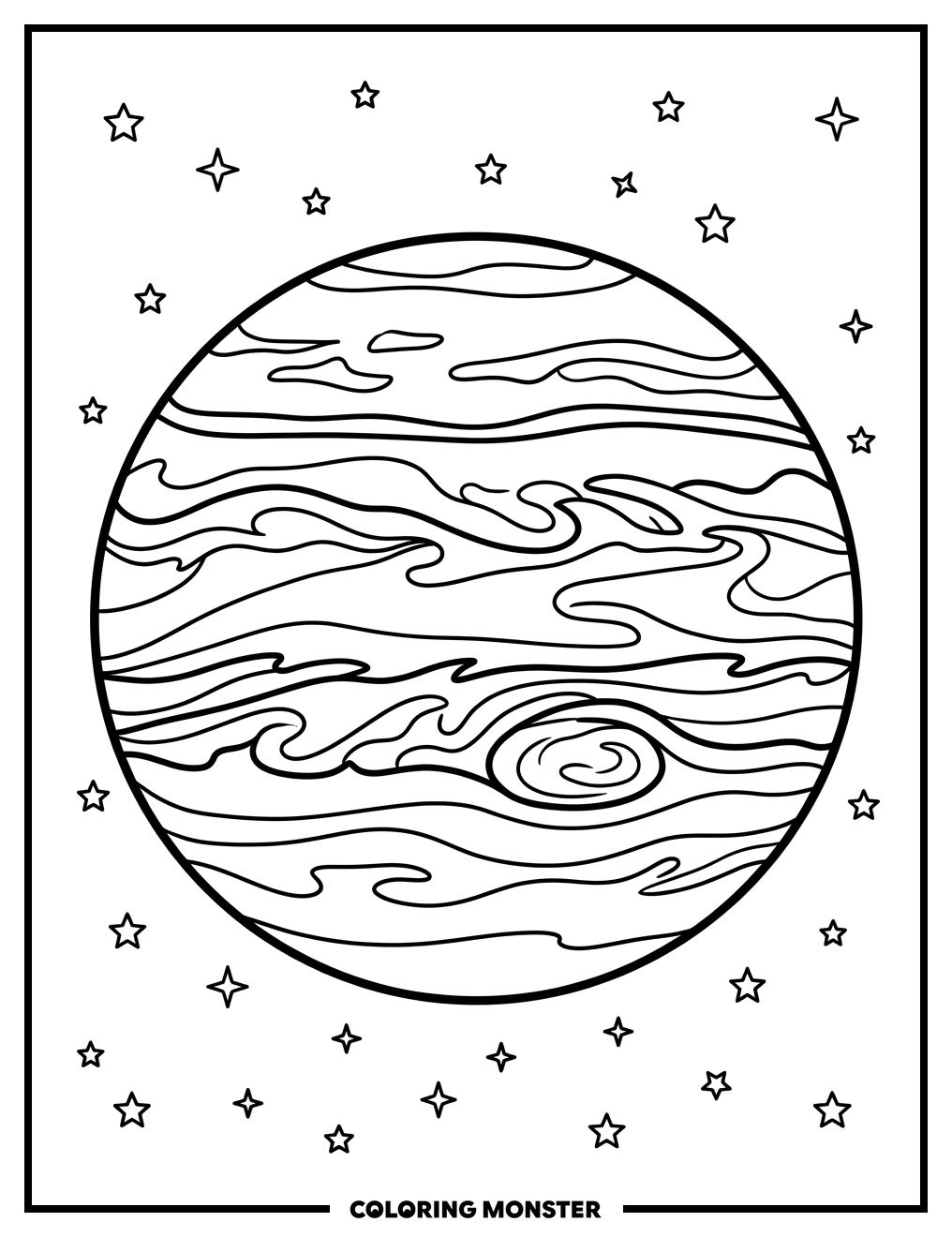 Planet Jupiter In Space Coloring Page