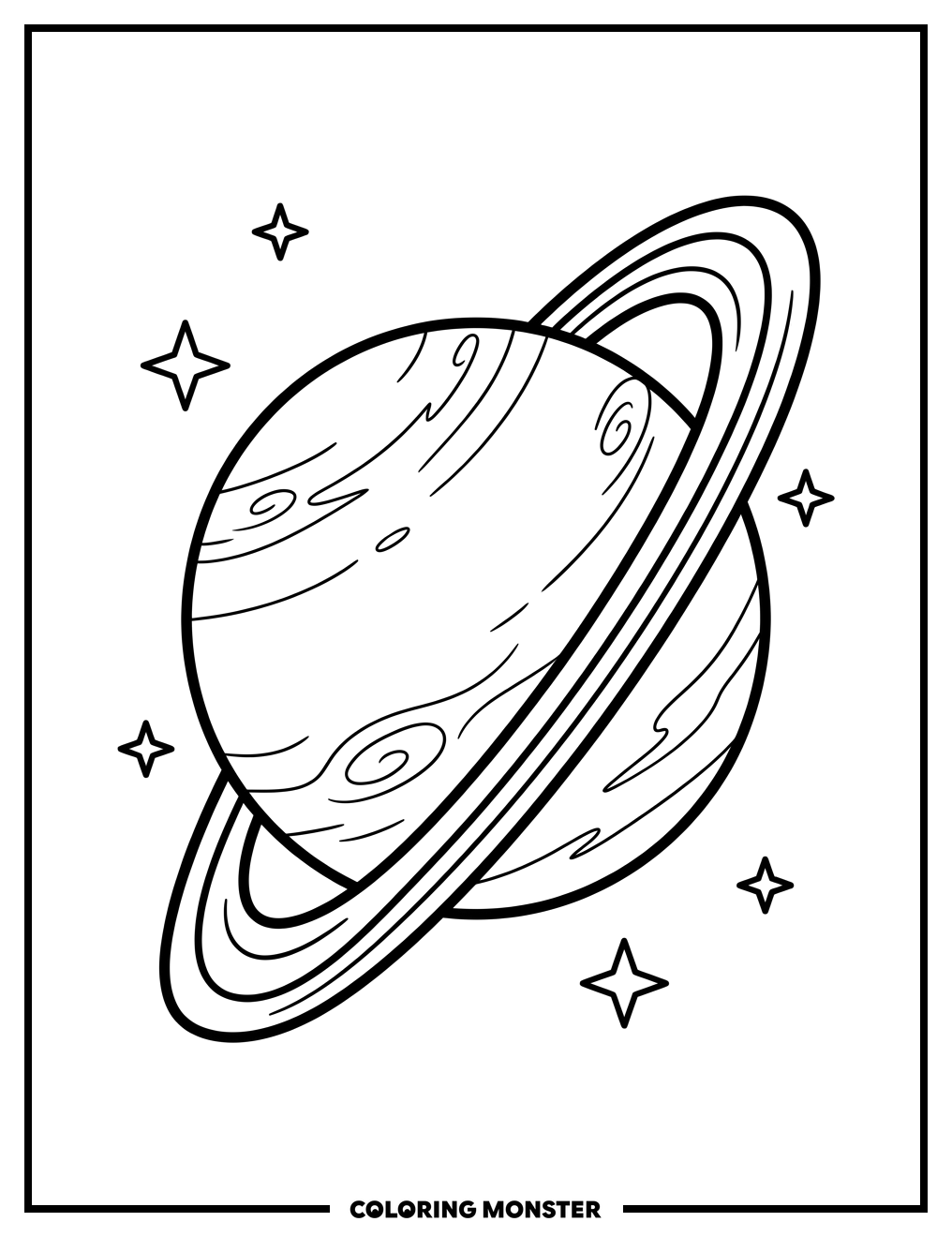 Planet Uranus With Rings Coloring Page