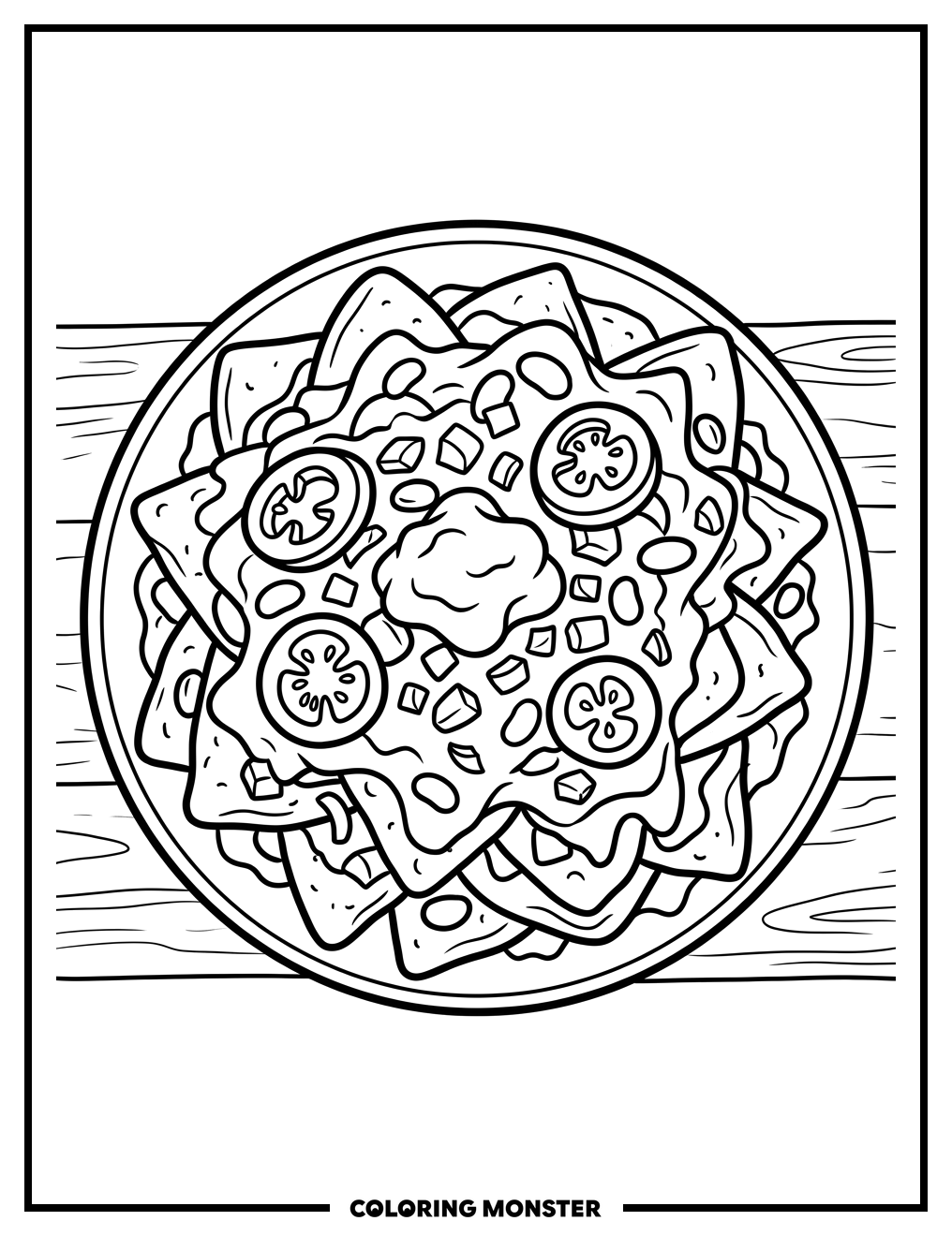 Plate of Nachos Coloring Page