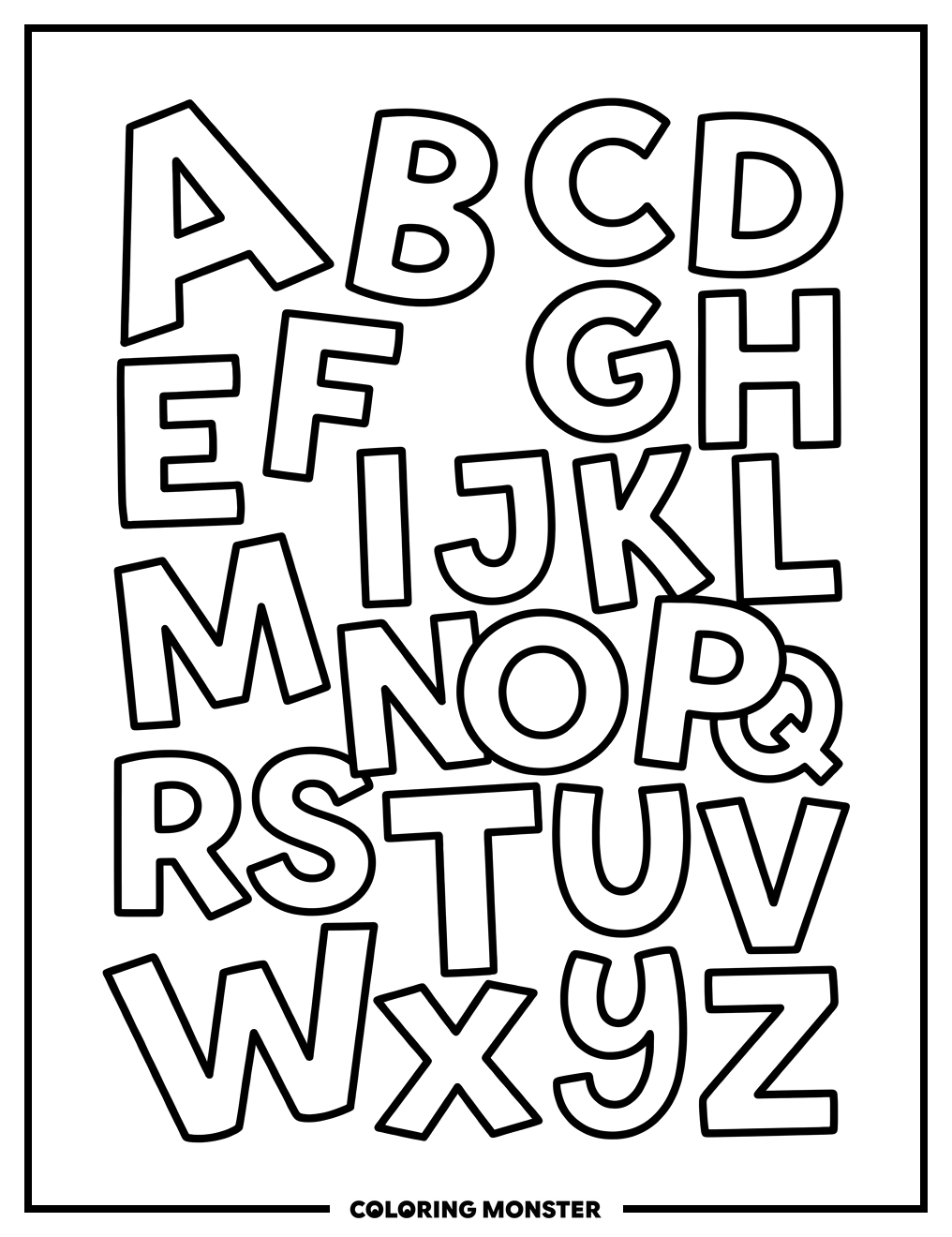 Playful Alphabet Letters Coloring Page
