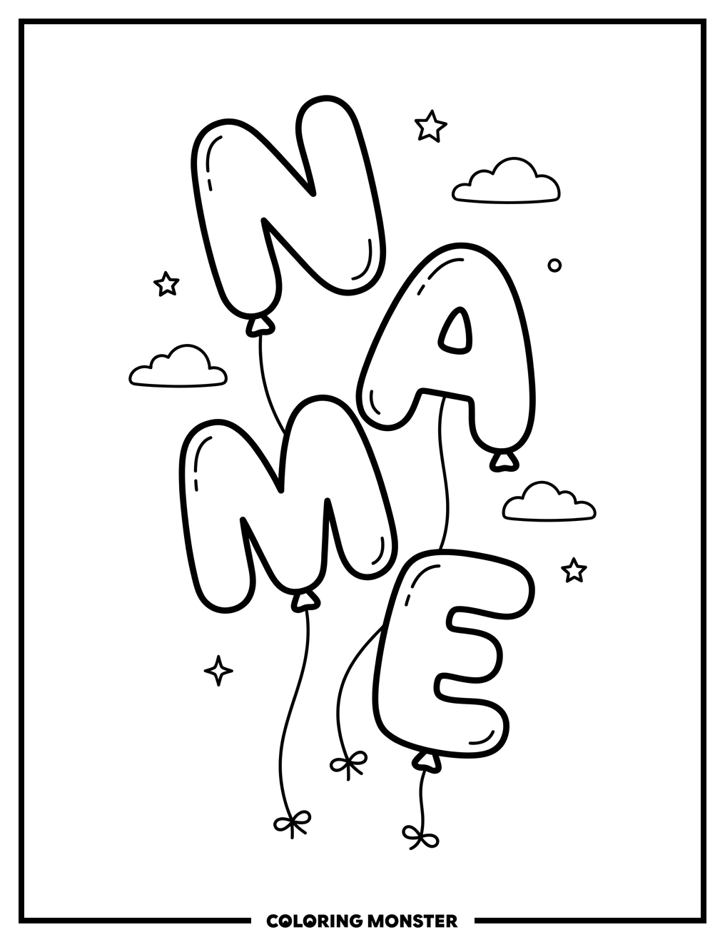 Playful Balloon Letters Coloring Page