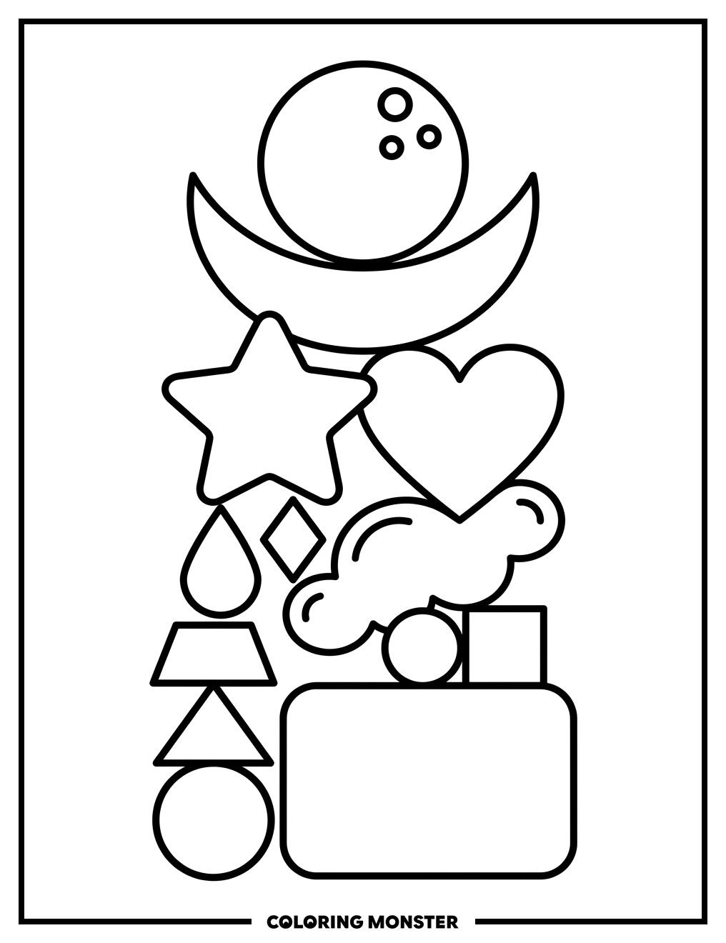 Playful Shapes Composition Coloring Page