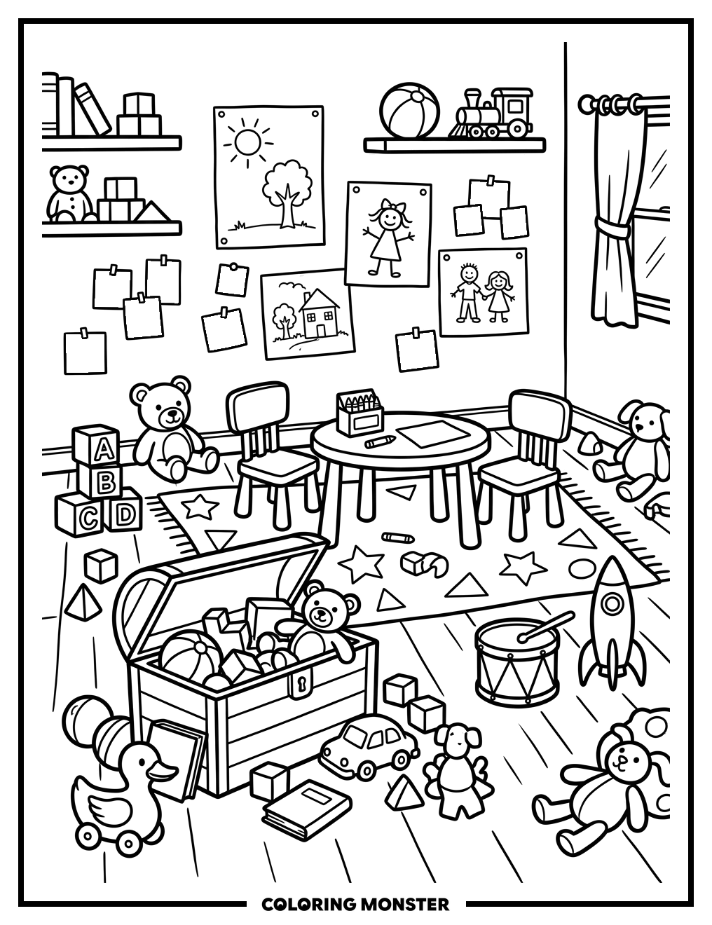 Playroom Full Of Toys Coloring Page