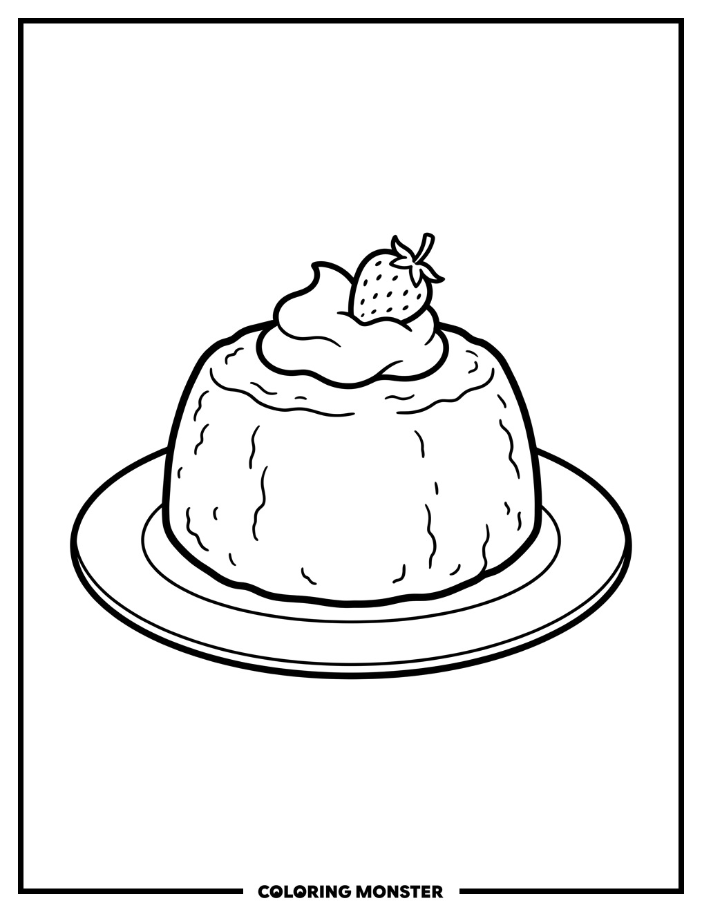 Plum Pudding with Whipped Cream Coloring Page