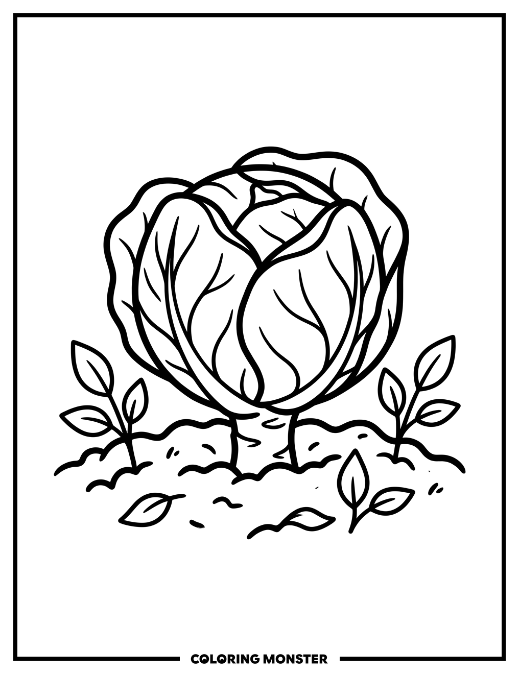 Plump Brussels Sprout in Soil Coloring Page