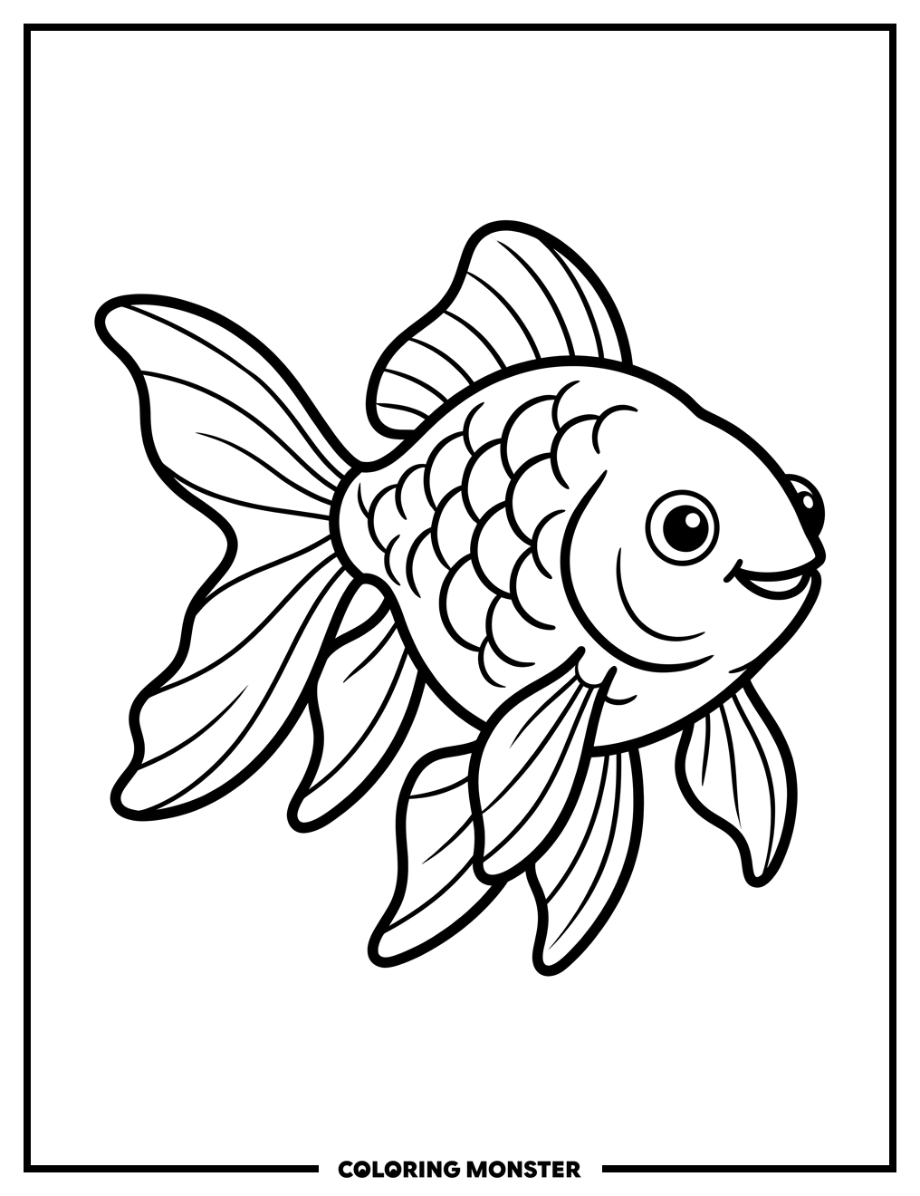 Plump Goldfish Swimming Coloring Page