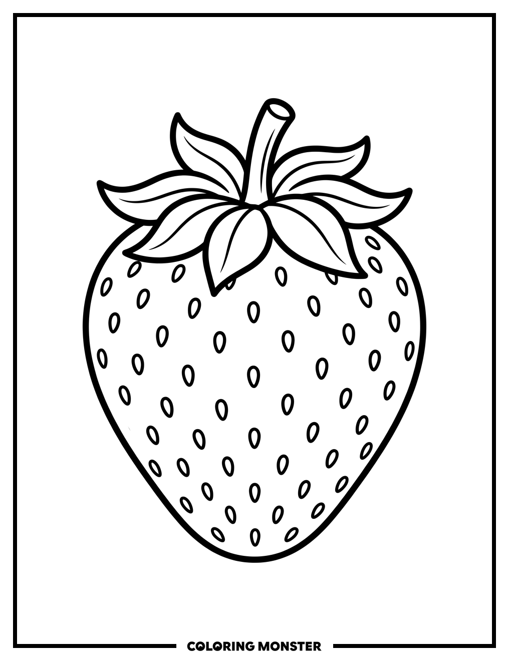 Plump Strawberry with Leafy Cap Coloring Page