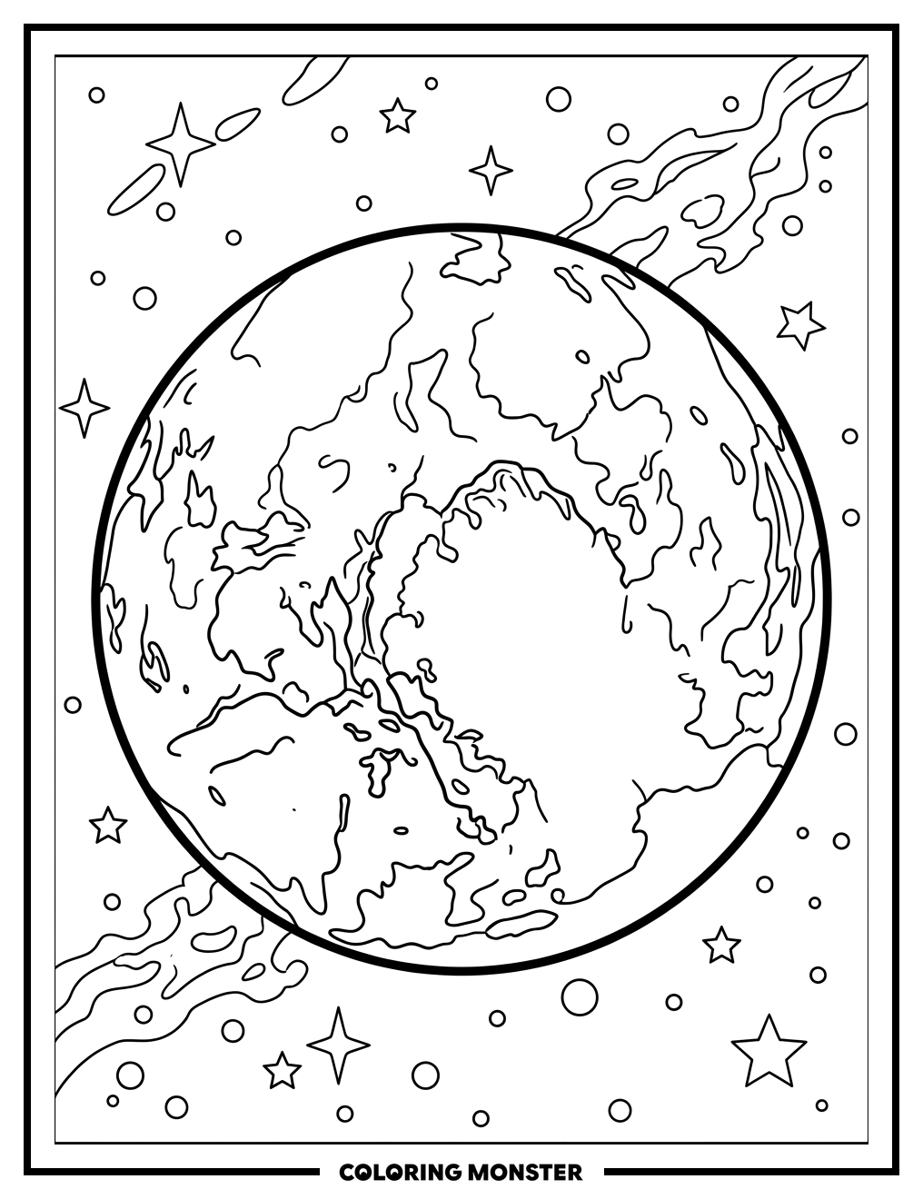 Pluto in Space Coloring Page