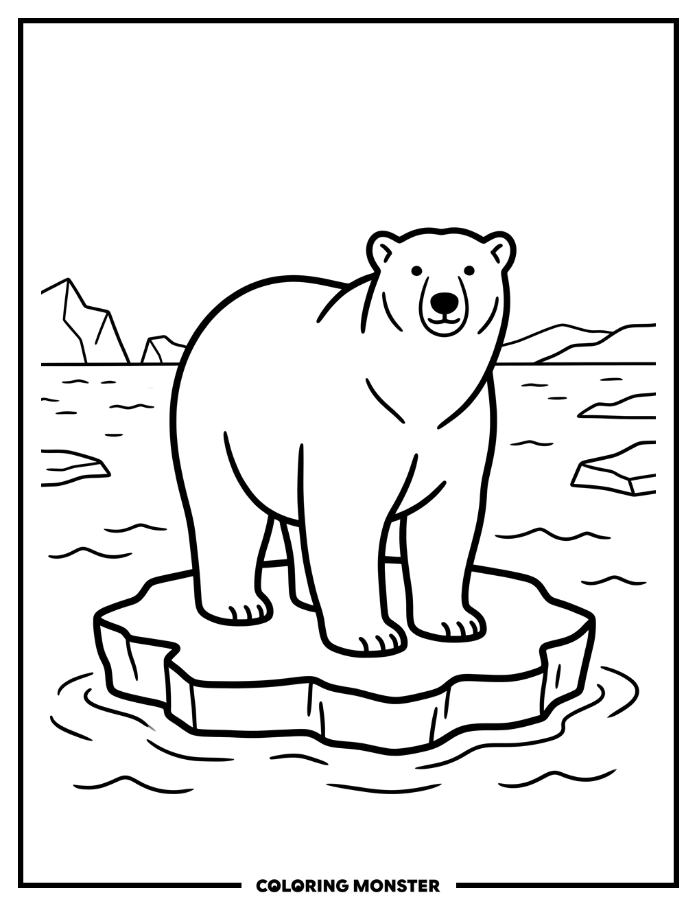 Polar Bear on Ice Floe Coloring Page