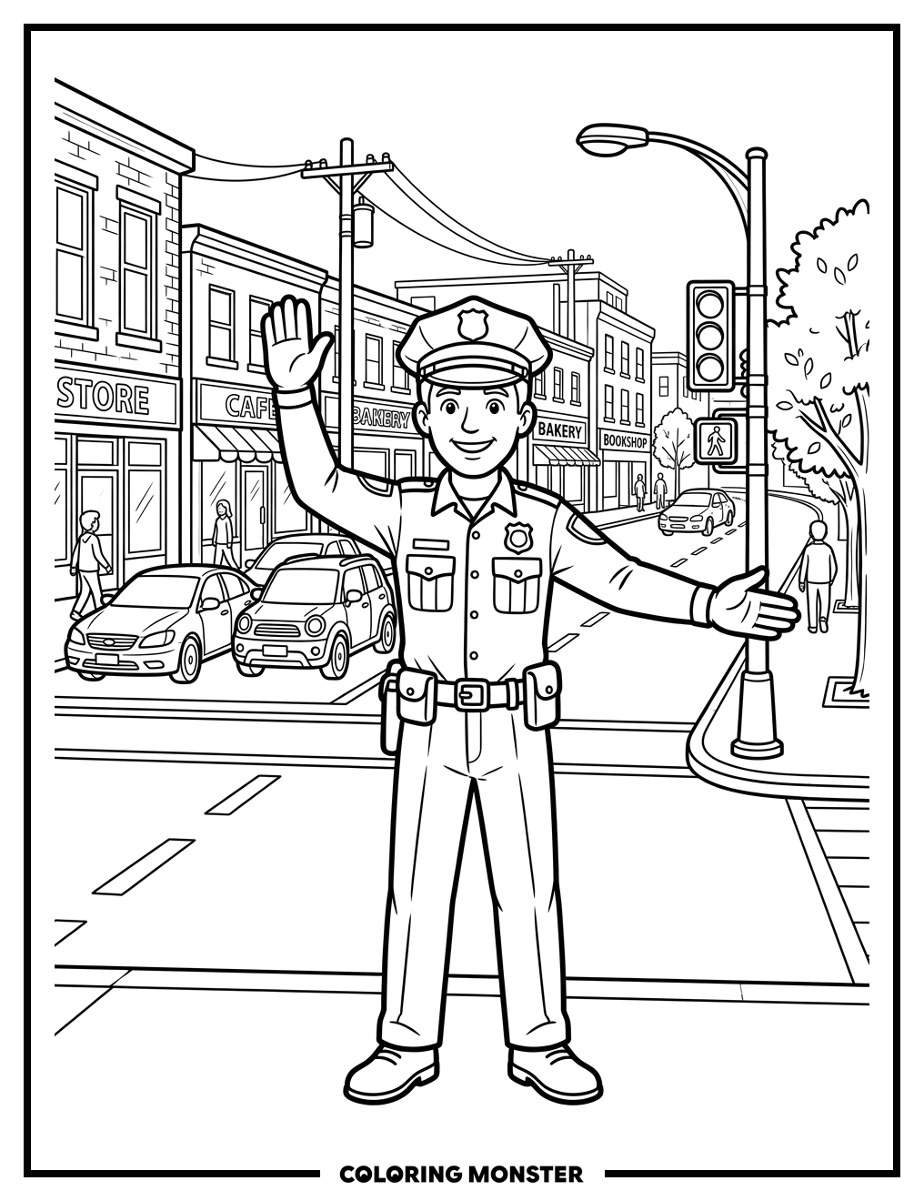 Police Officer Directs Traffic