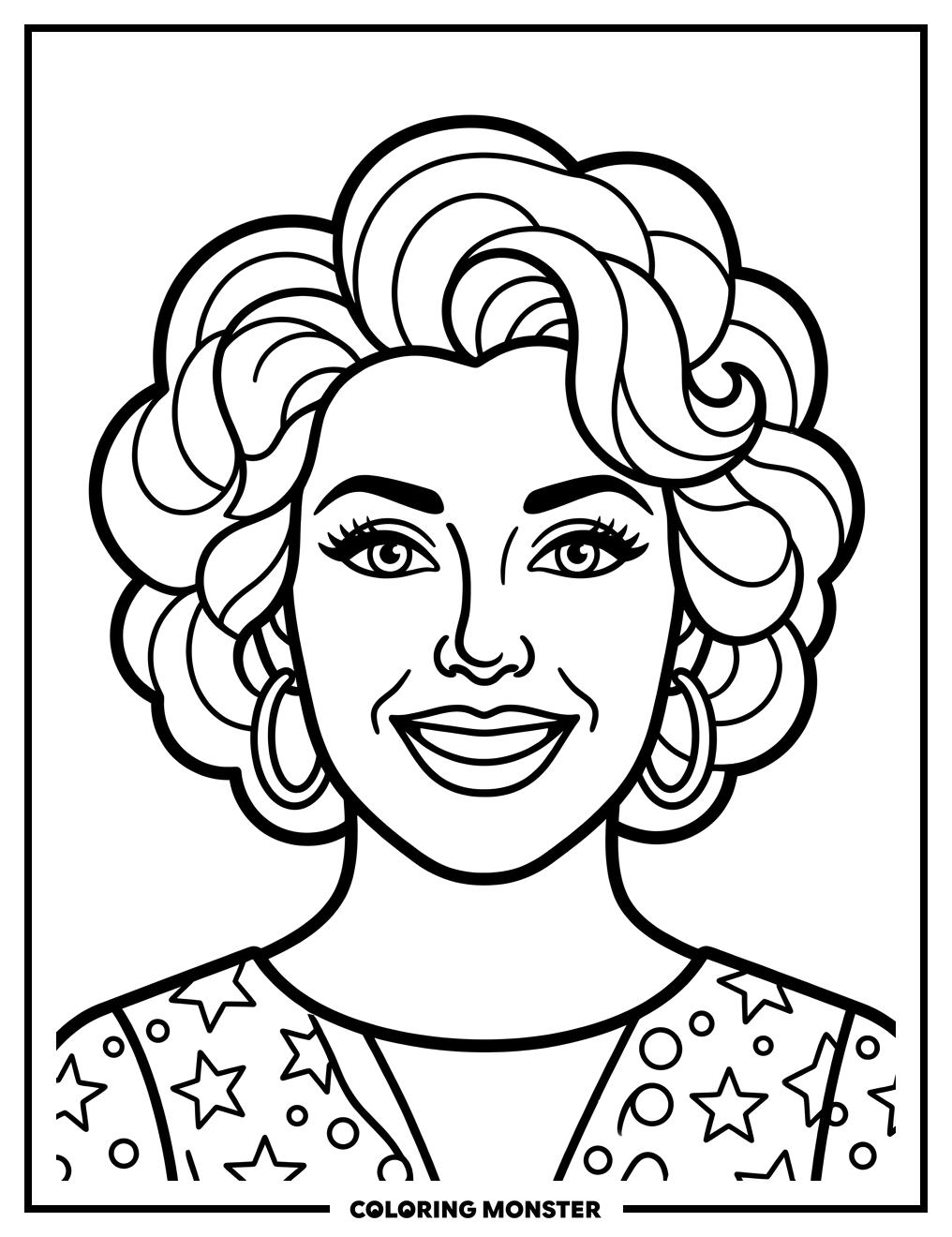 Pop Art Woman Portrait Coloring Page