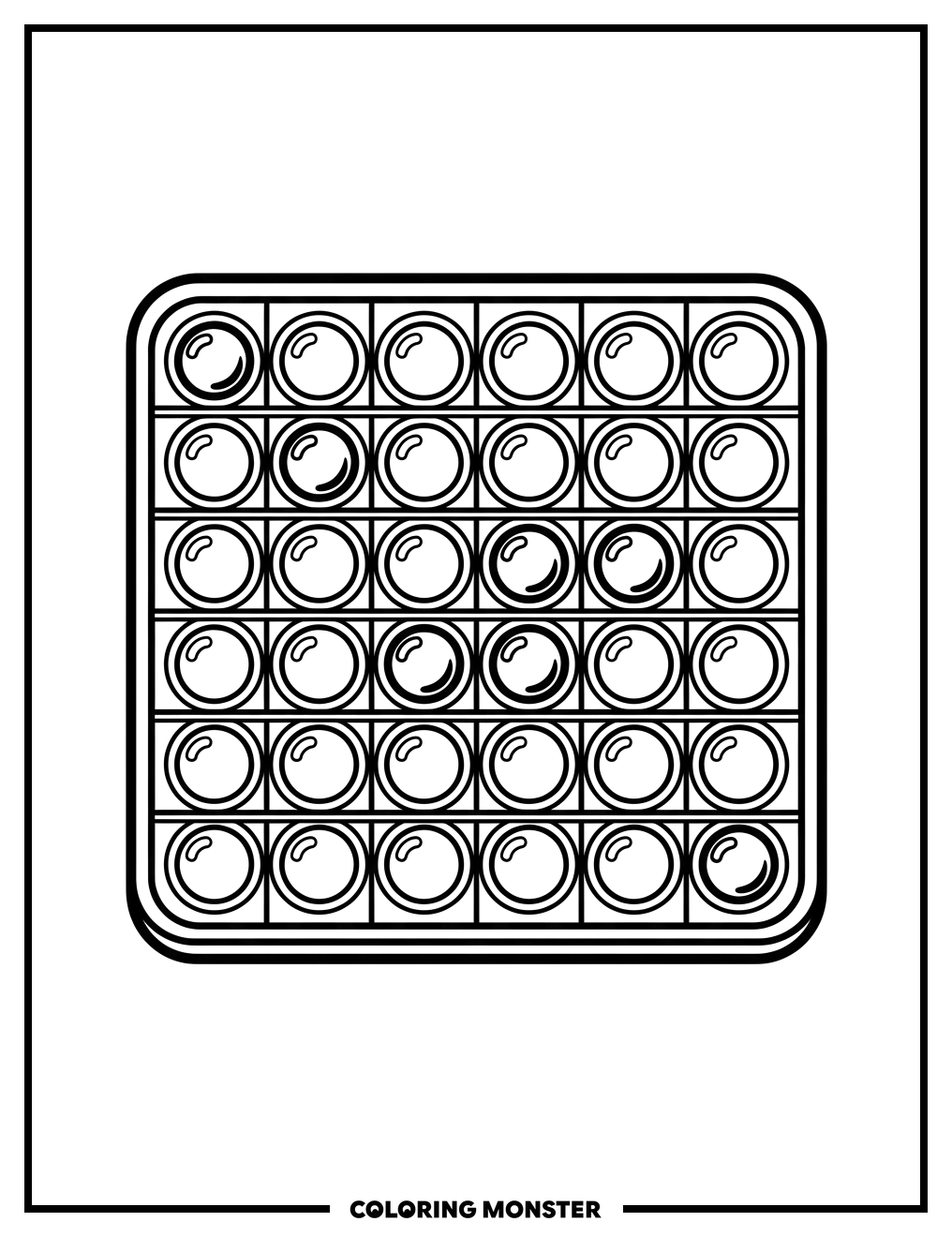 Pop It Fidget Toy Coloring Page