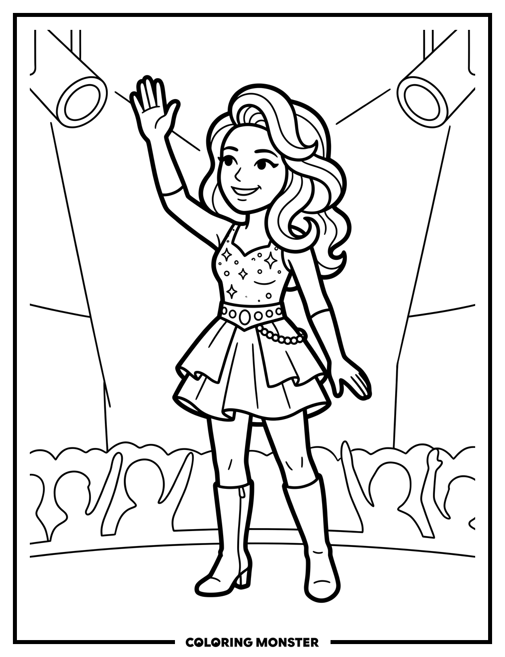 Pop Star Waving to Fans Coloring Page