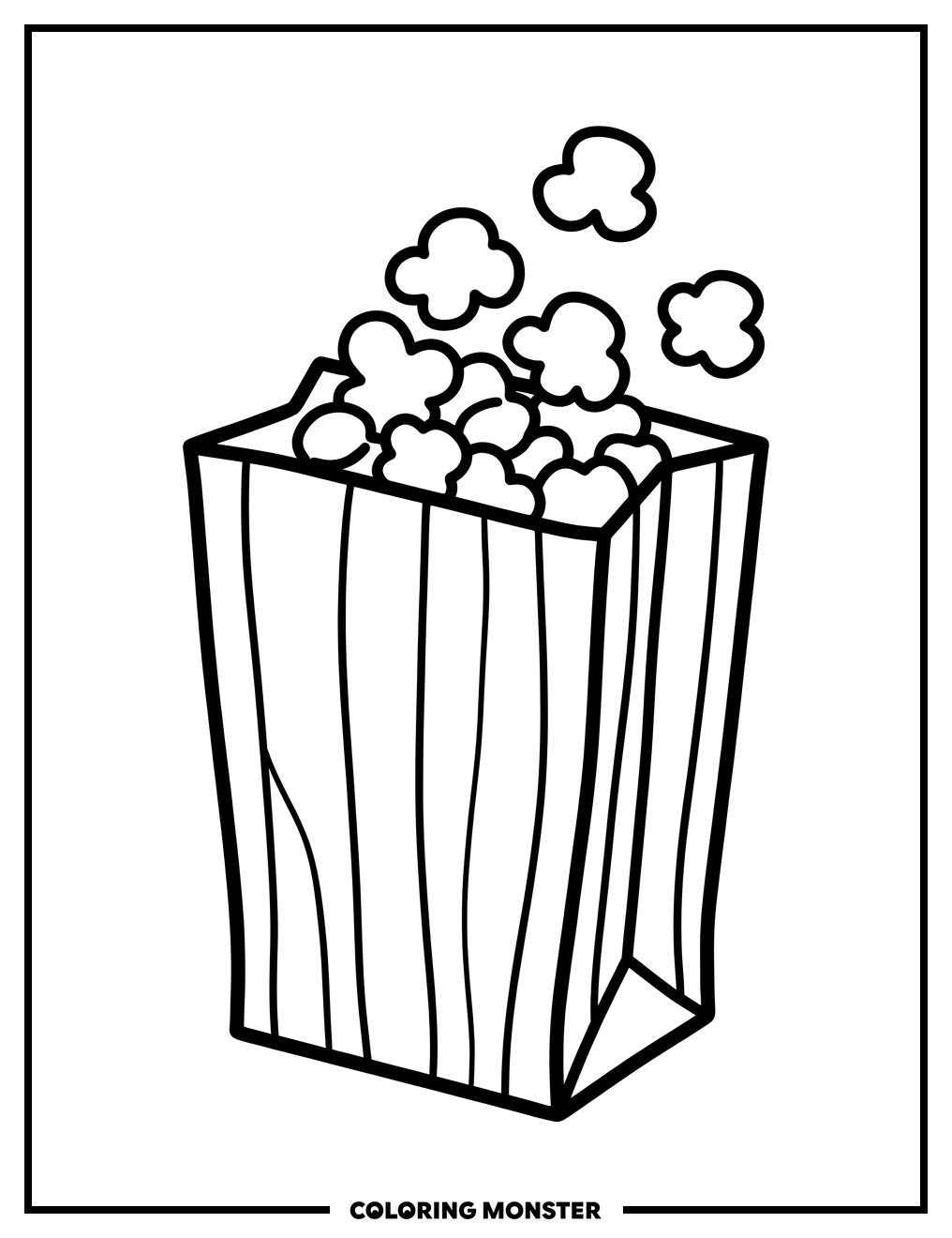Popcorn Bag Spilling Coloring Page