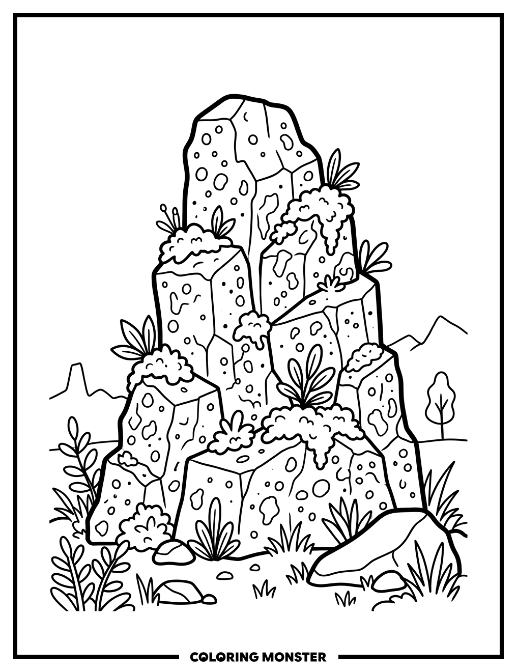 Porous Tuff Rock Formation Coloring Page