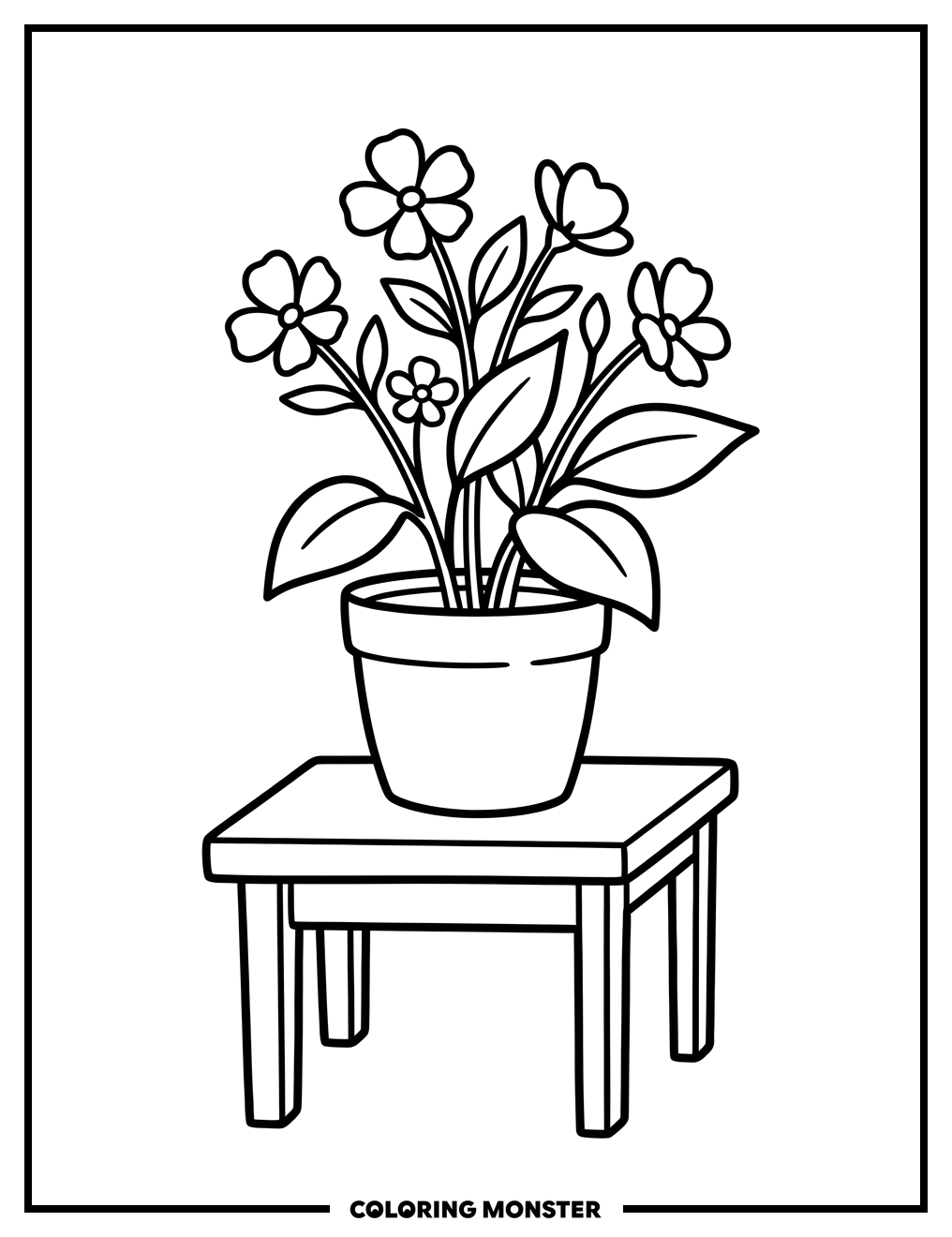 Potted Flowering Plant Coloring Page