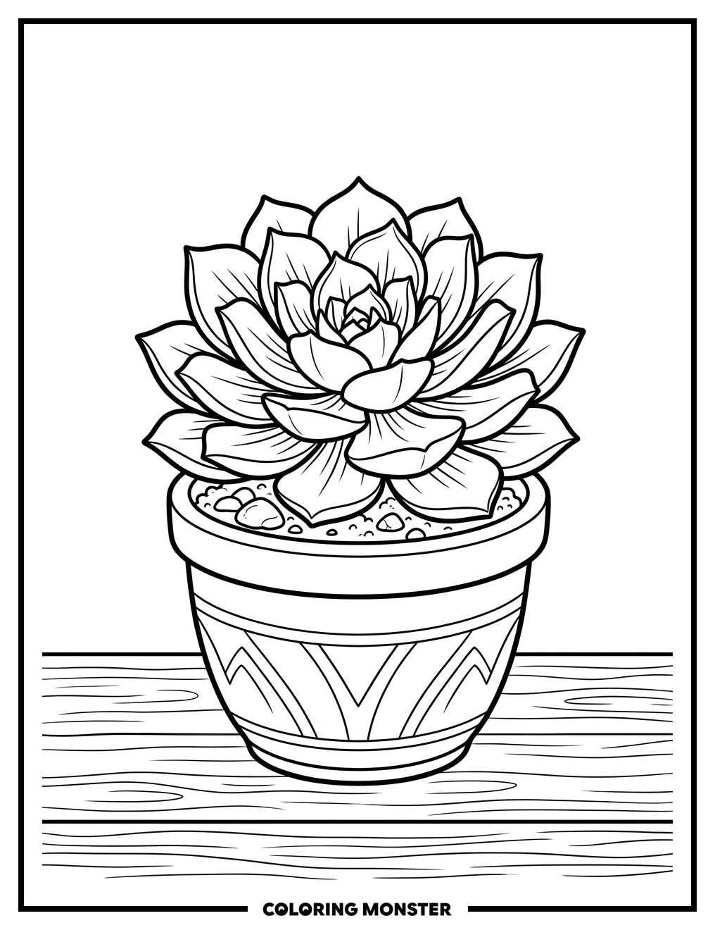 Potted Succulent Plant Coloring Page