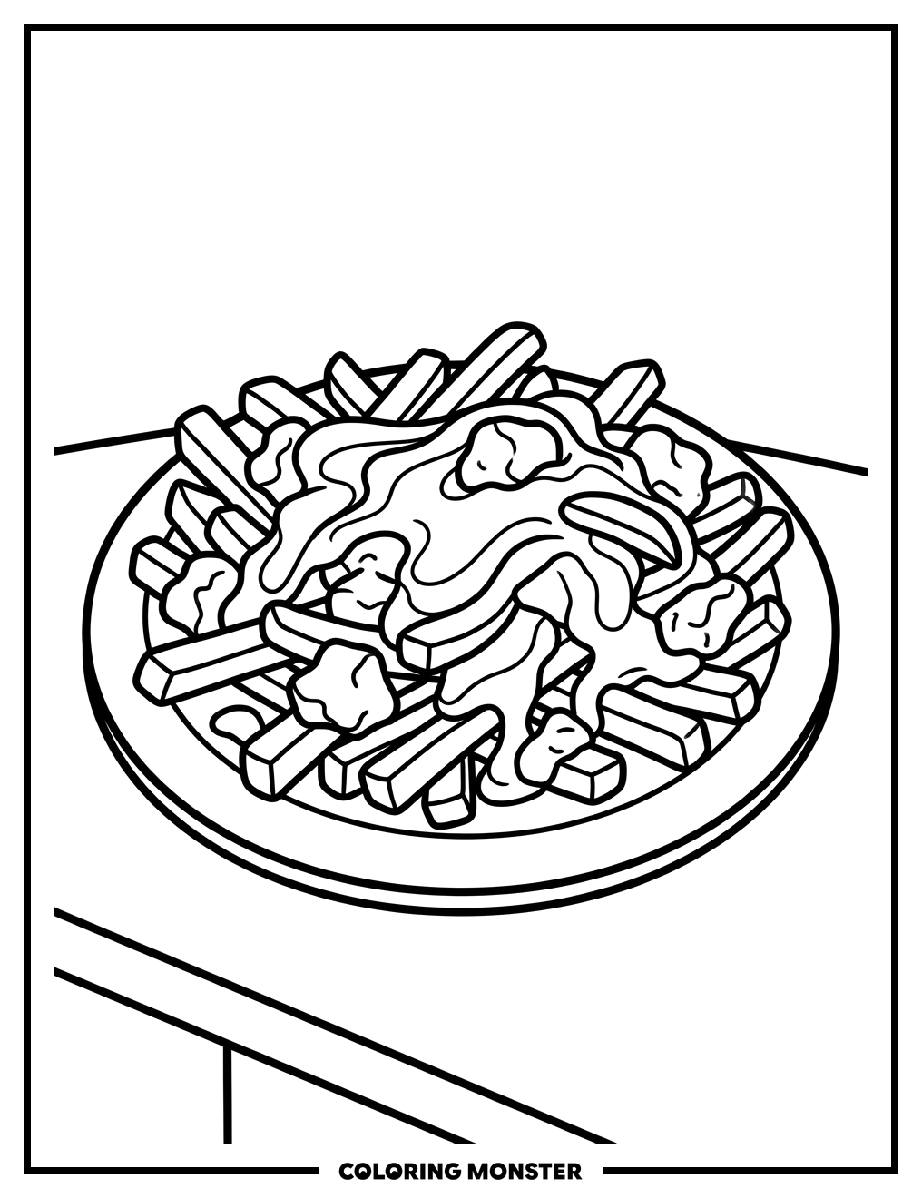 Poutine Plate Coloring Page