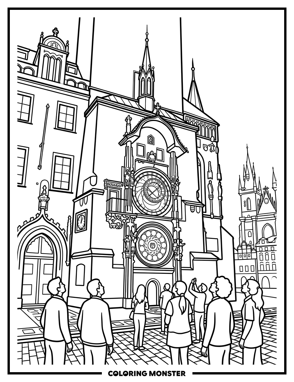 Prague Astronomical Clock Coloring Page