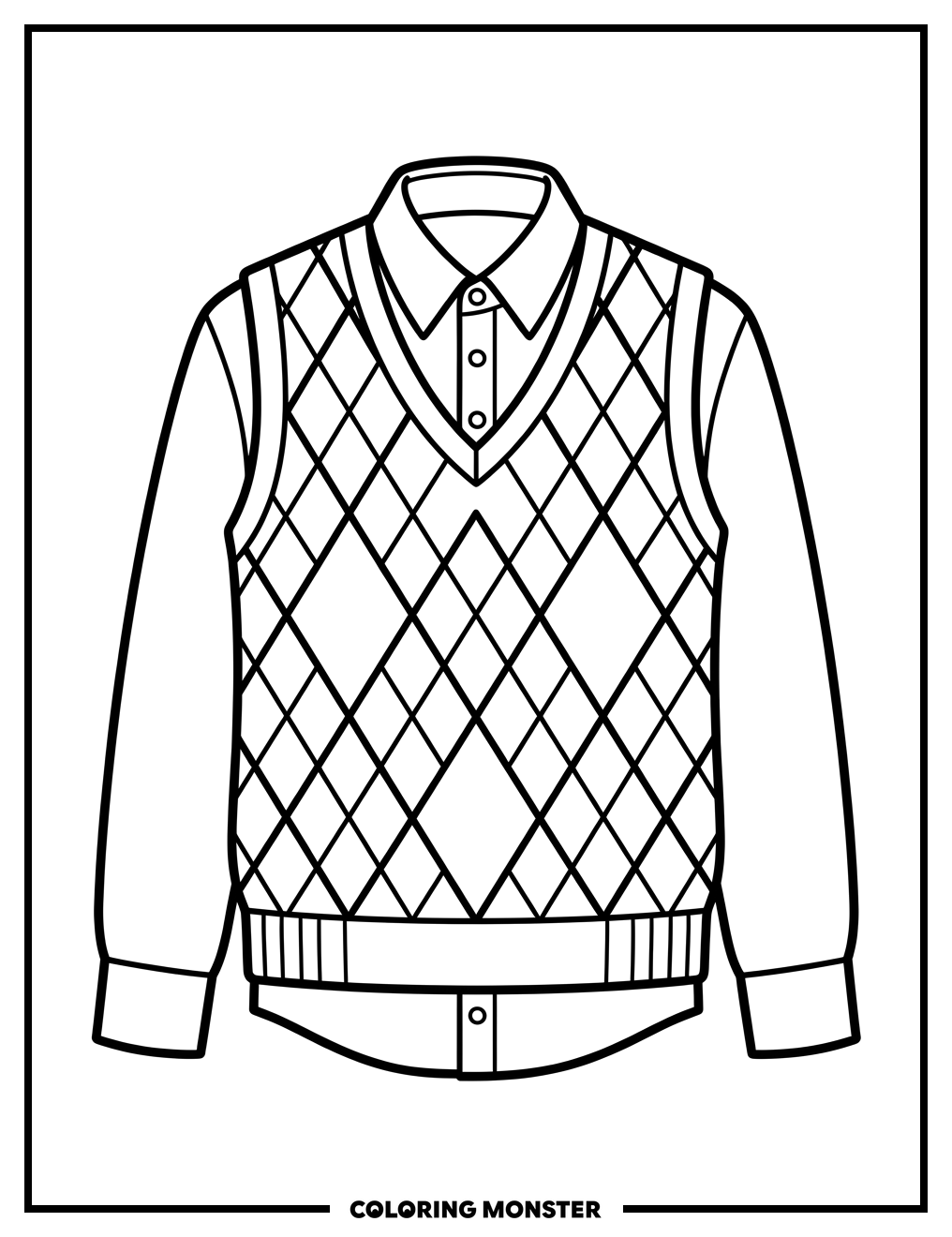 Preppy Sweater Vest Outfit Coloring Page