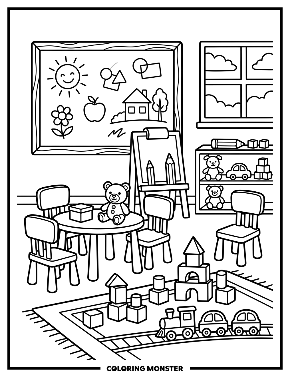 Preschool Classroom Toys Coloring Page
