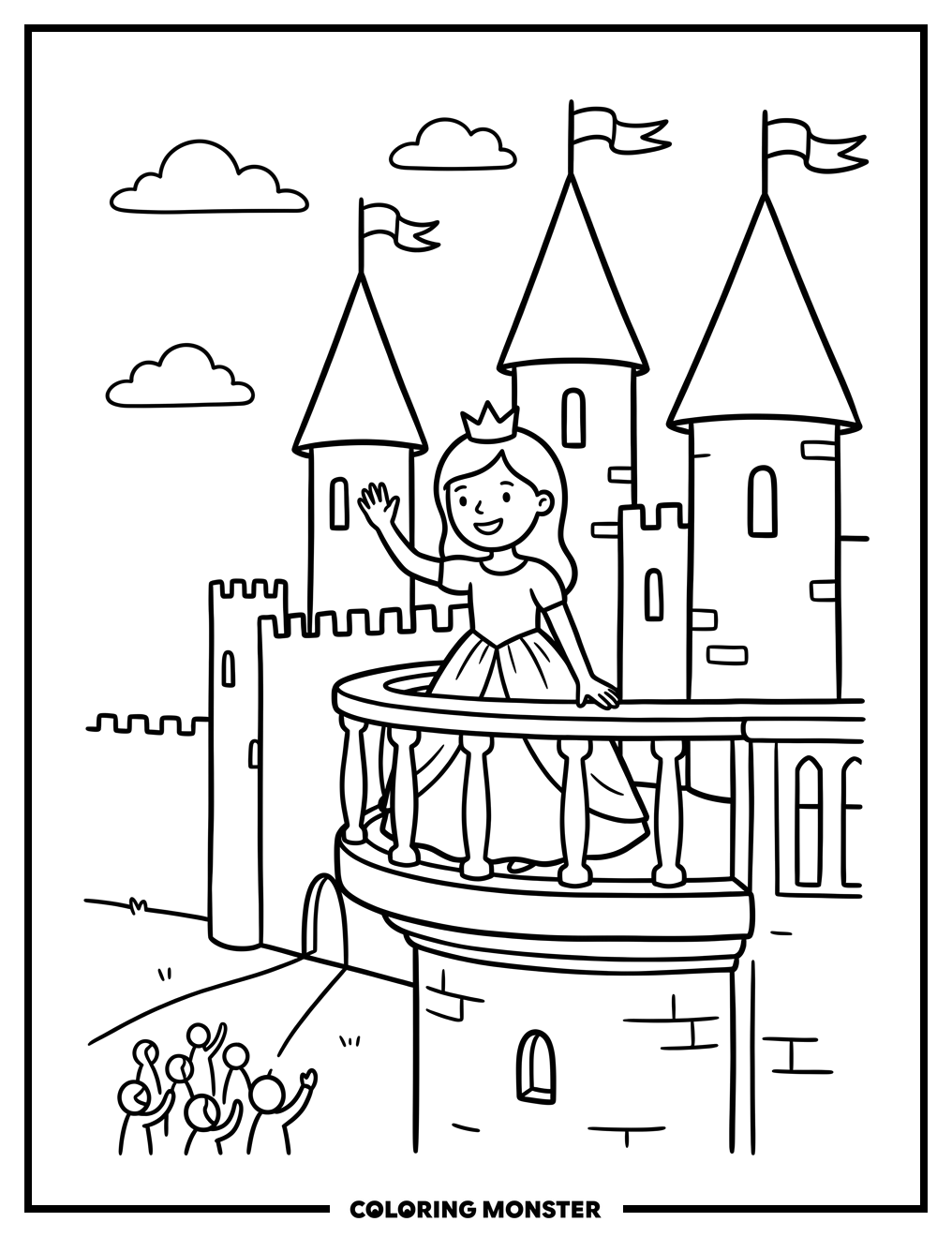 Princess Waving From Castle Balcony
